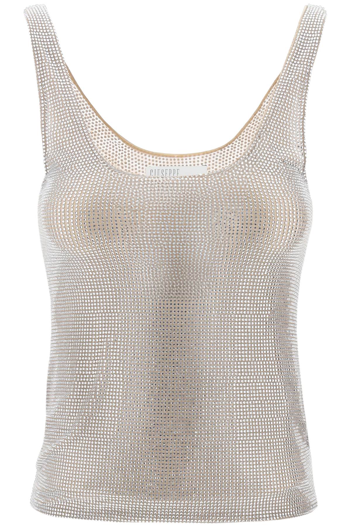 GIUSEPPE DI MORABITO rhinestone mesh tank top