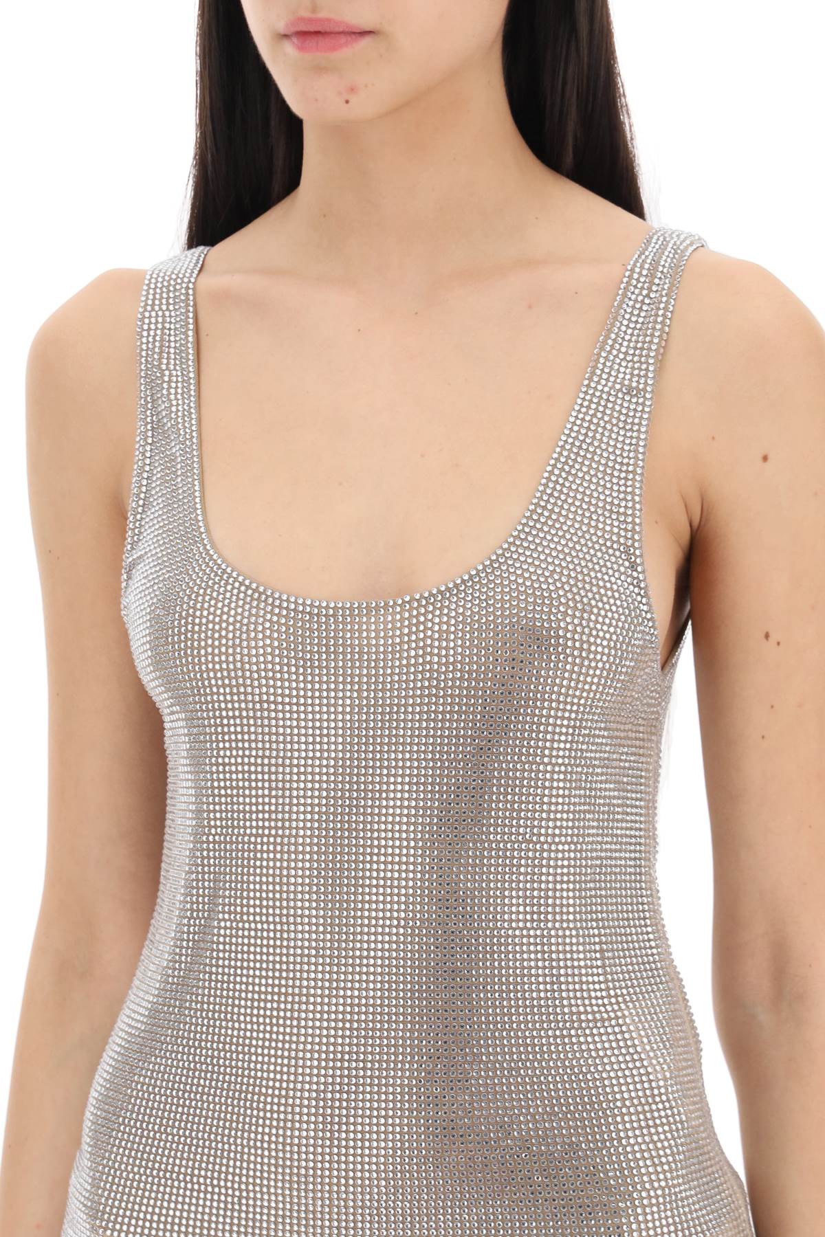 GIUSEPPE DI MORABITO rhinestone mesh tank top