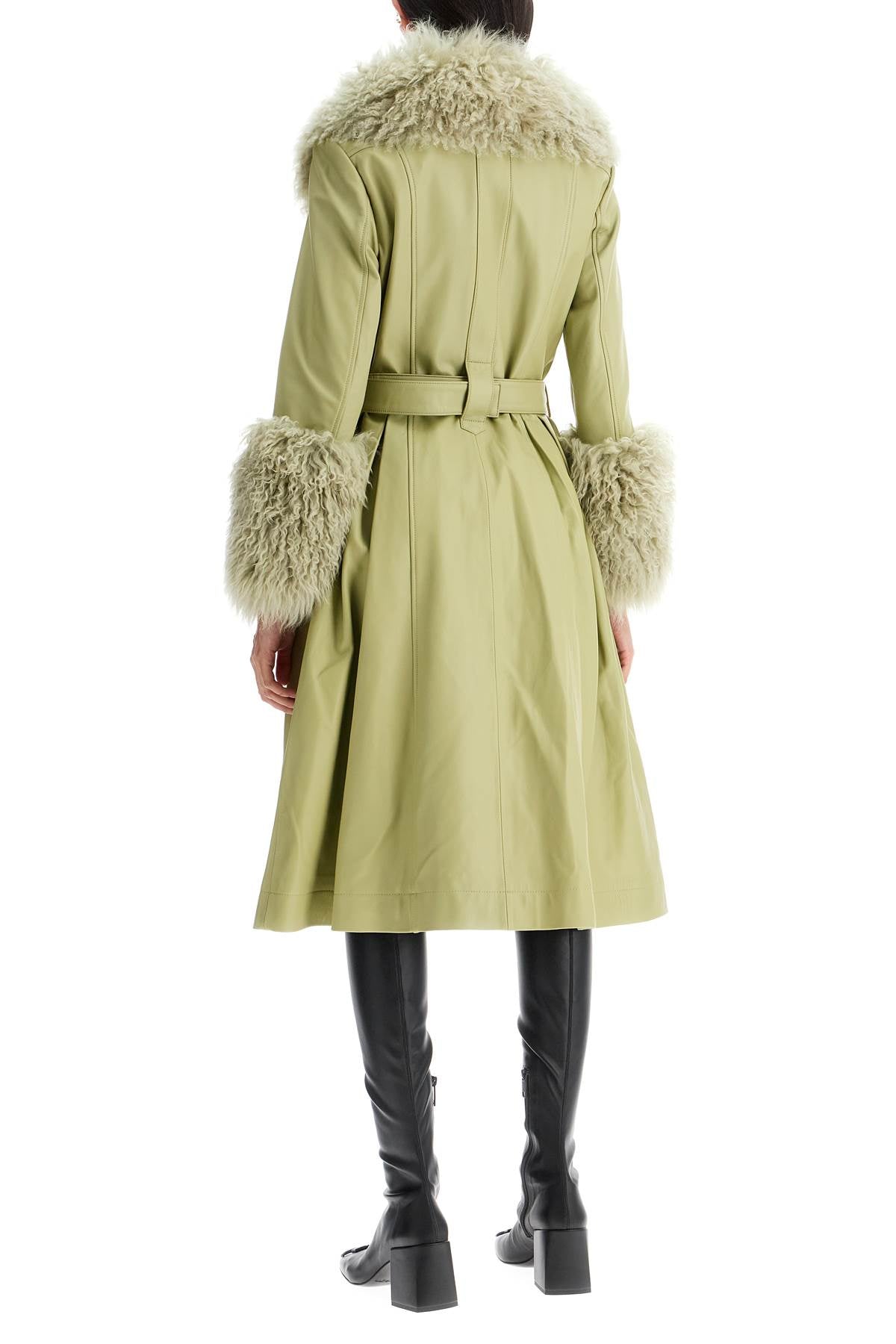 SAKS POTTS foxy leather and shearling long coat