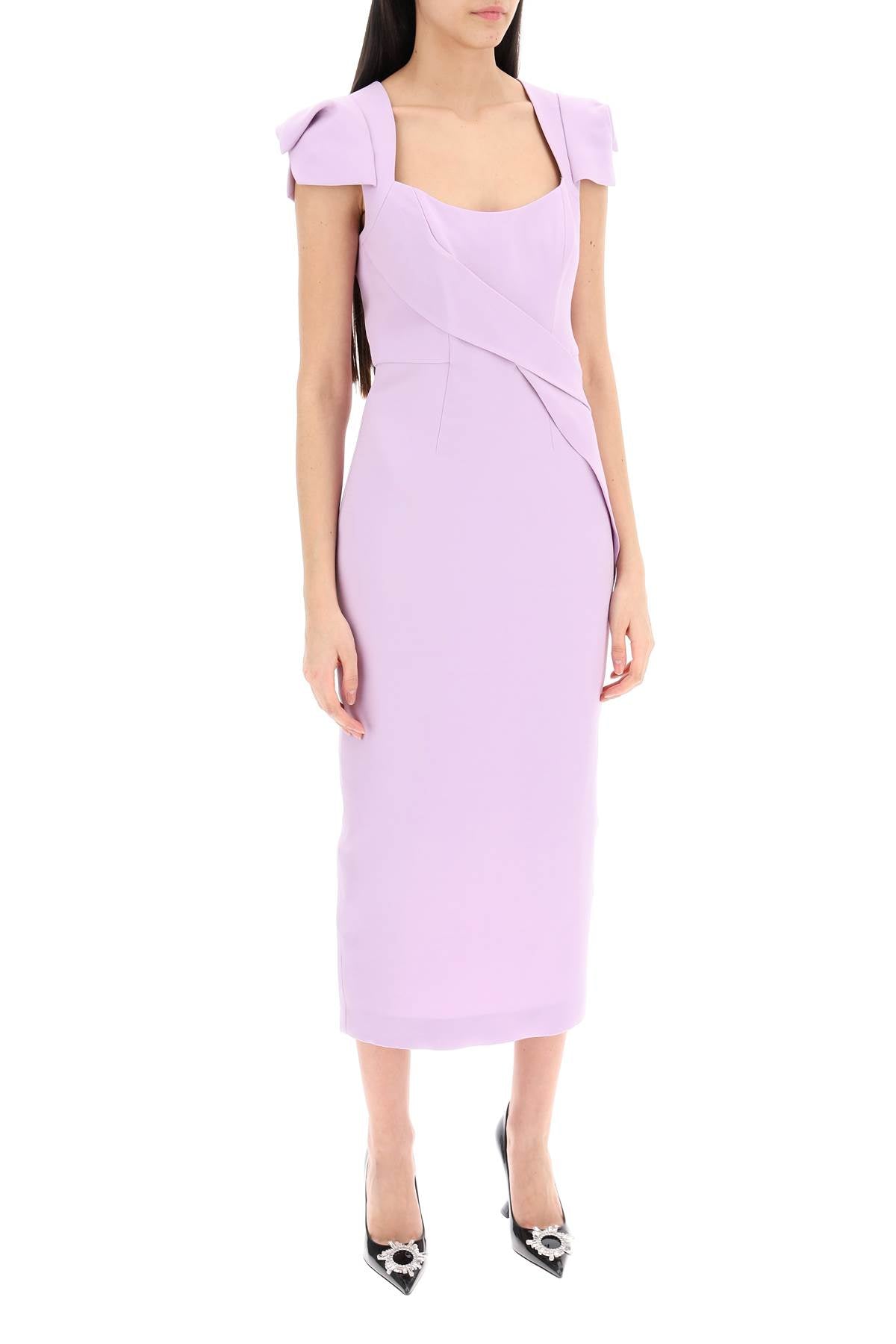 ROLAND MOURET midi dress with draped detailing