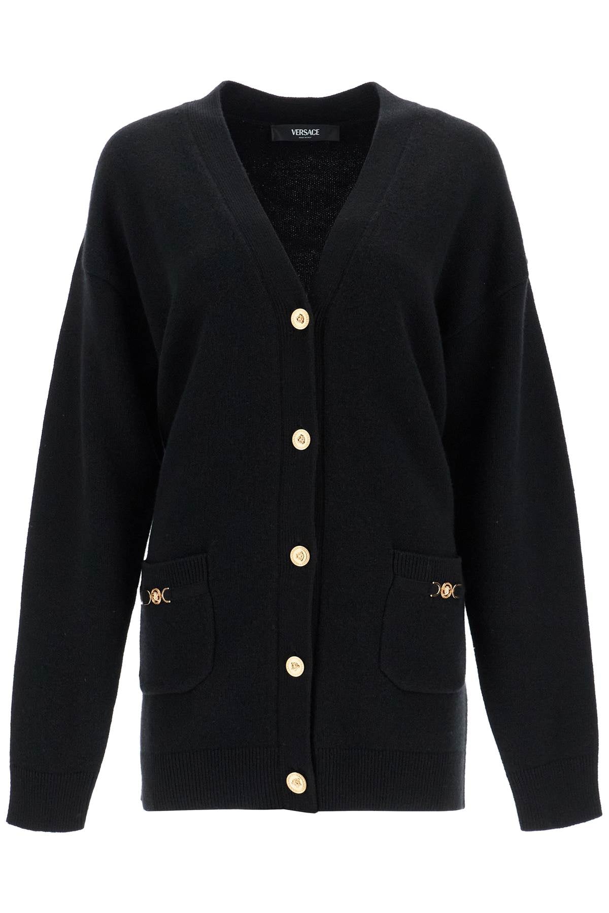 VERSACE boxy wool and cashmere cardigan