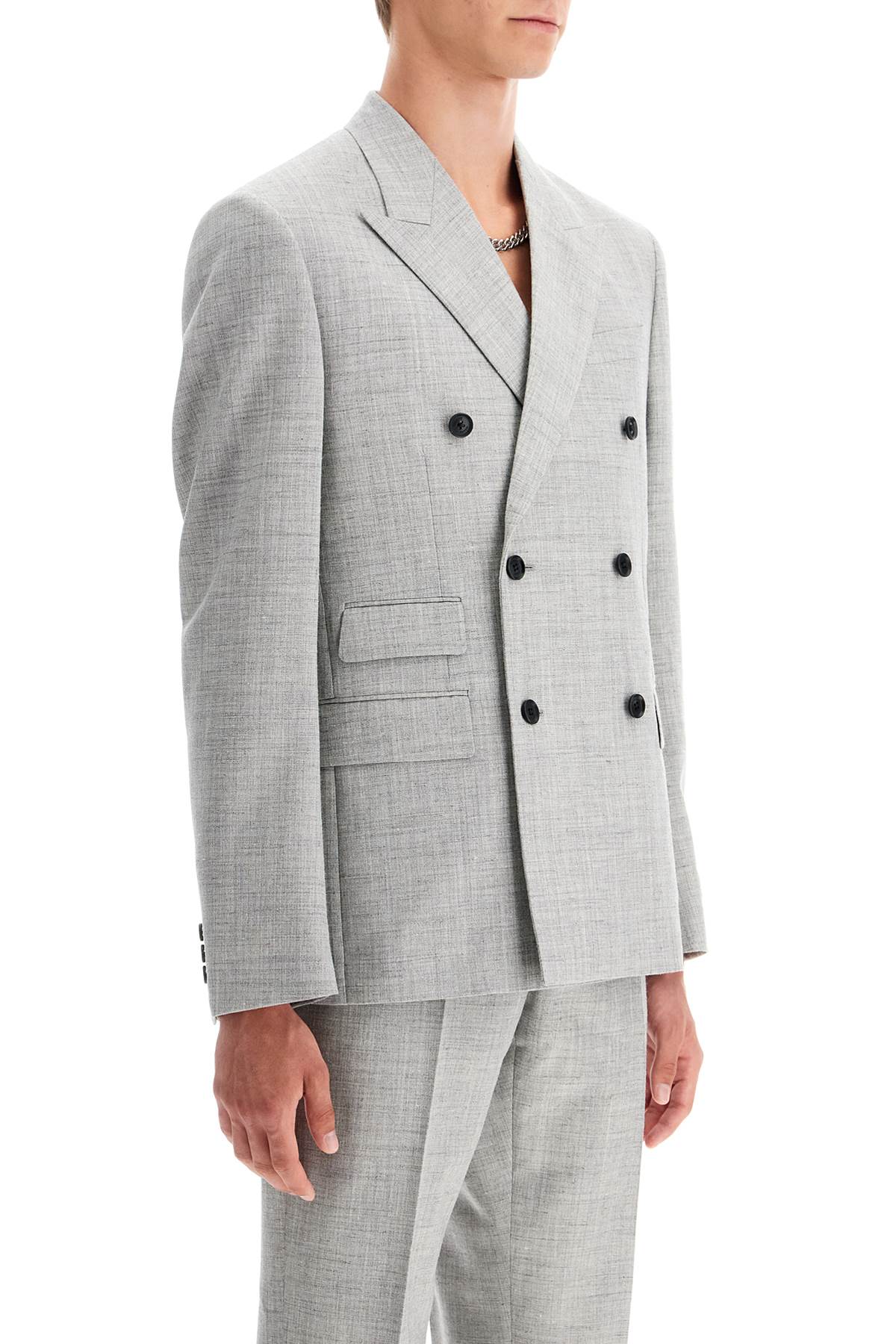 VERSACE double-breasted wool blend blazer