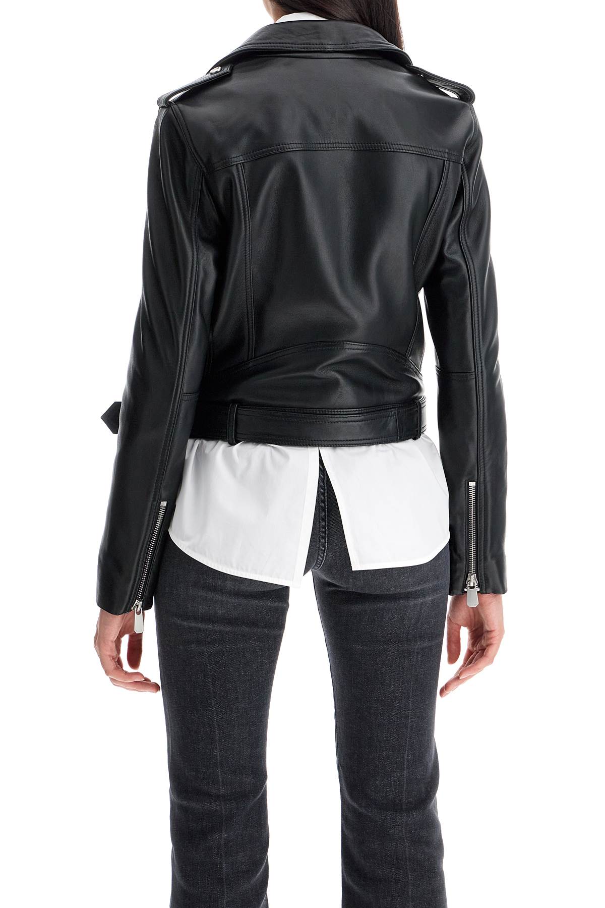 PINKO nappa leather biker jacket