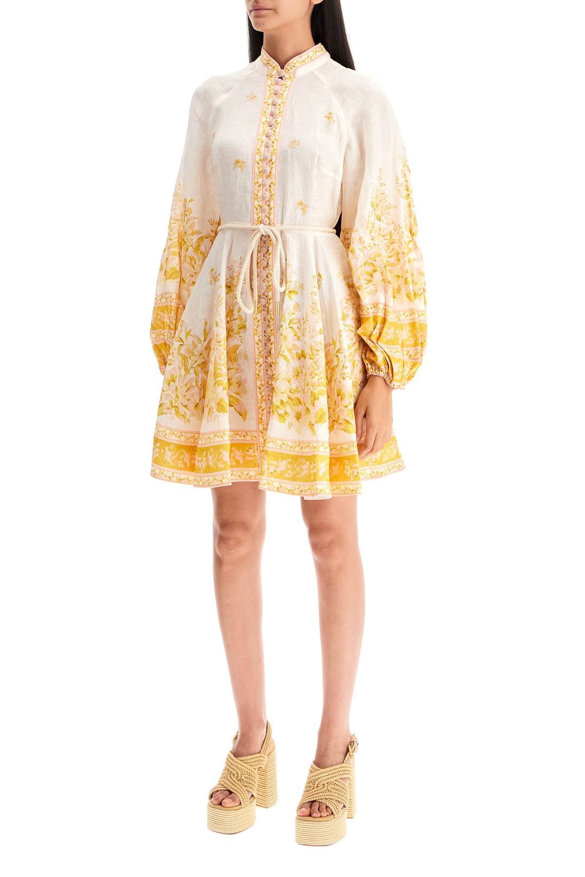 ZIMMERMANN floral linen mini dress with