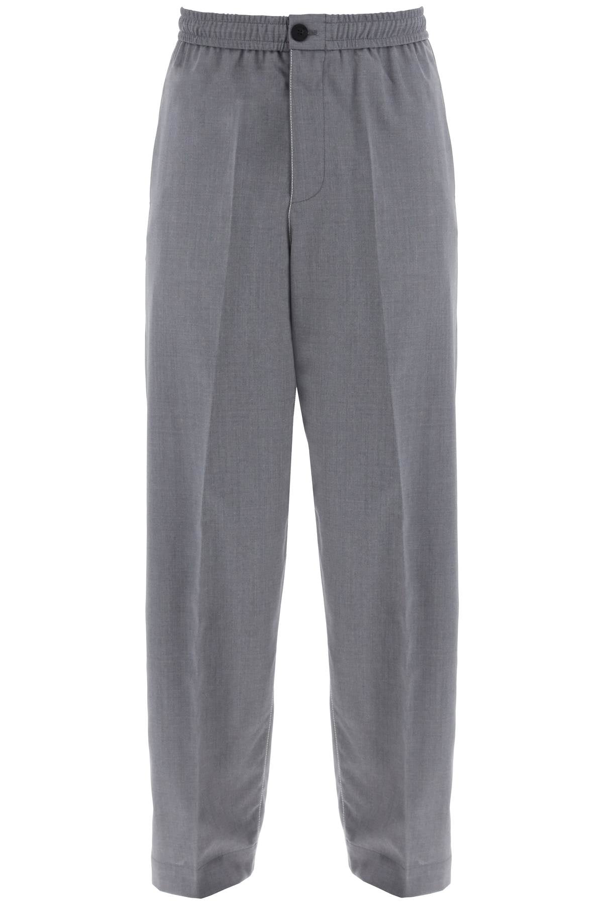 FERRAGAMO lightweight virgin wool tailored trousers in canvas fabric