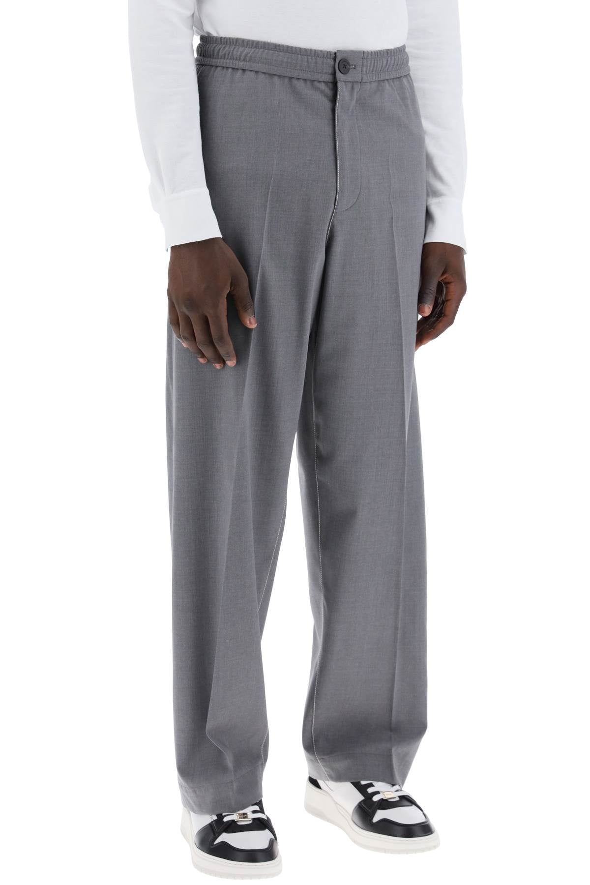 FERRAGAMO lightweight virgin wool tailored trousers in canvas fabric