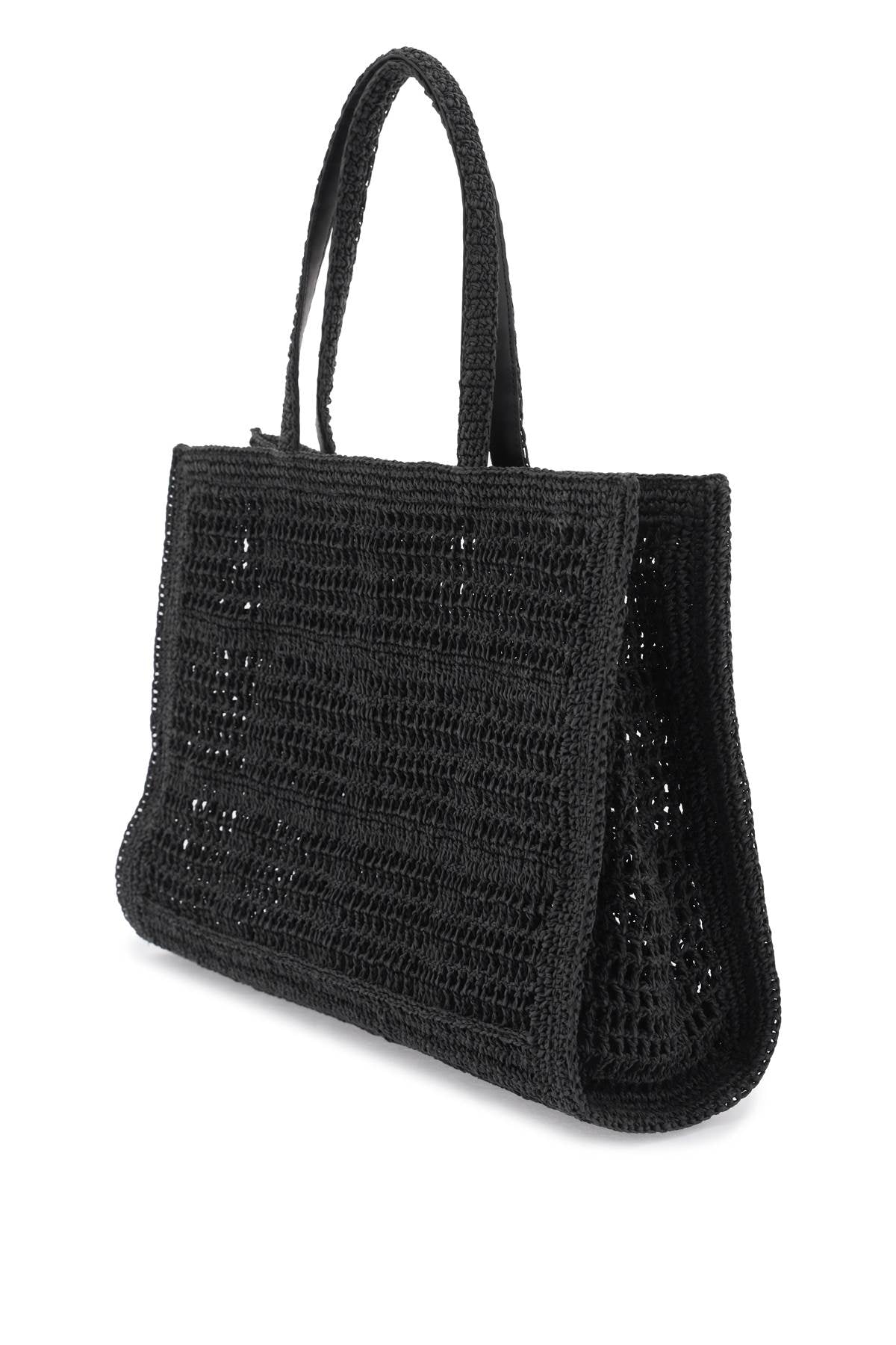 TORY BURCH ella crochet raffia tote bag in