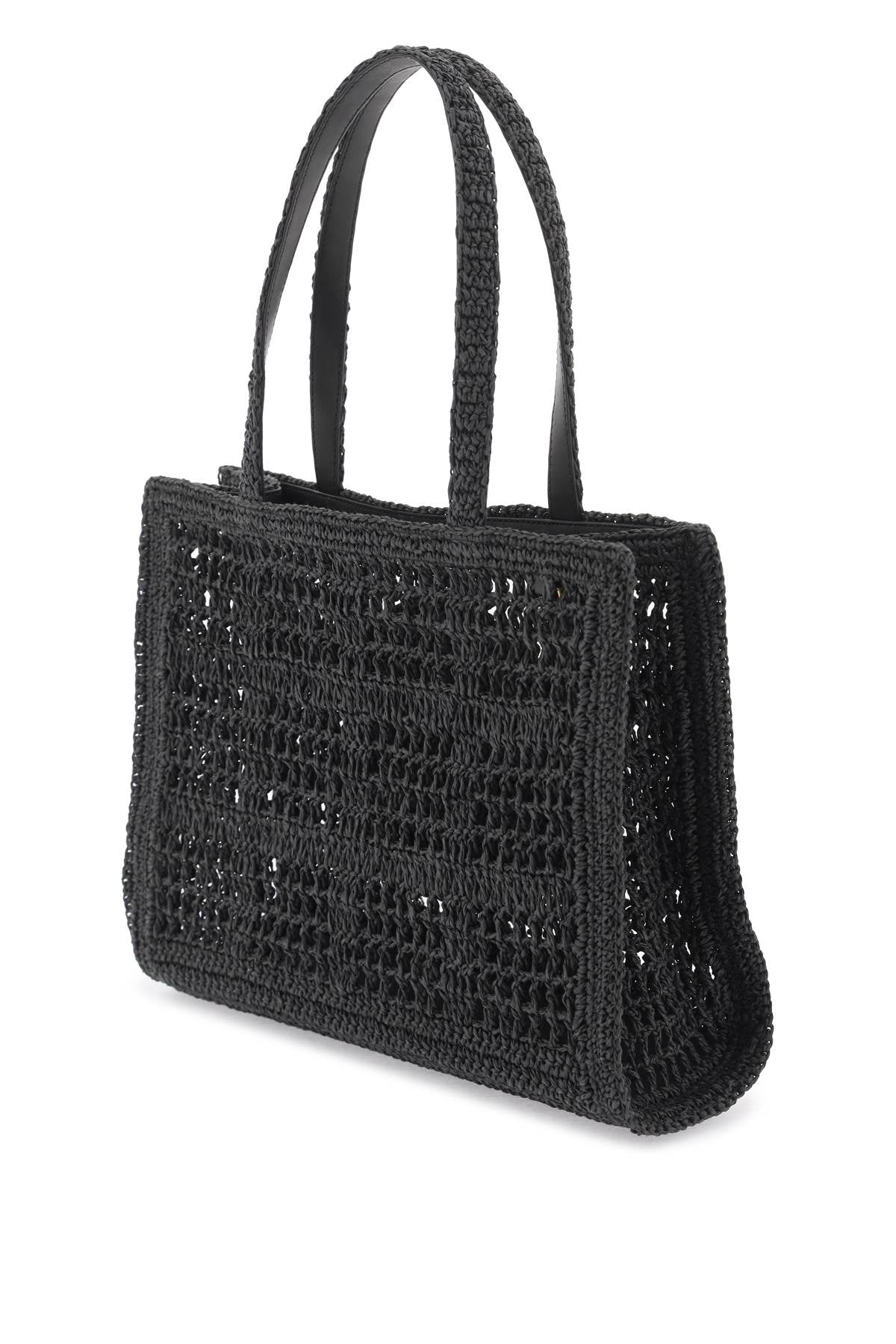 TORY BURCH ella crochet raffia tote bag in