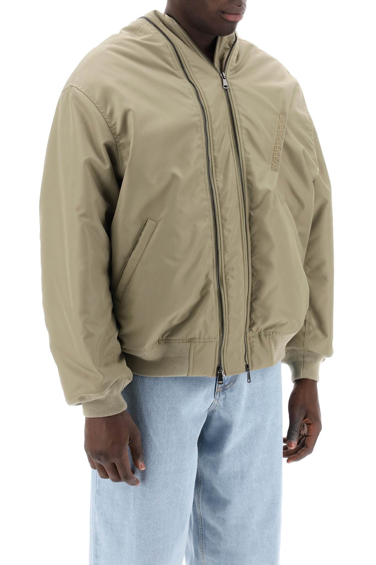 Y PROJECT nylon bomber jacket with double zipper closure