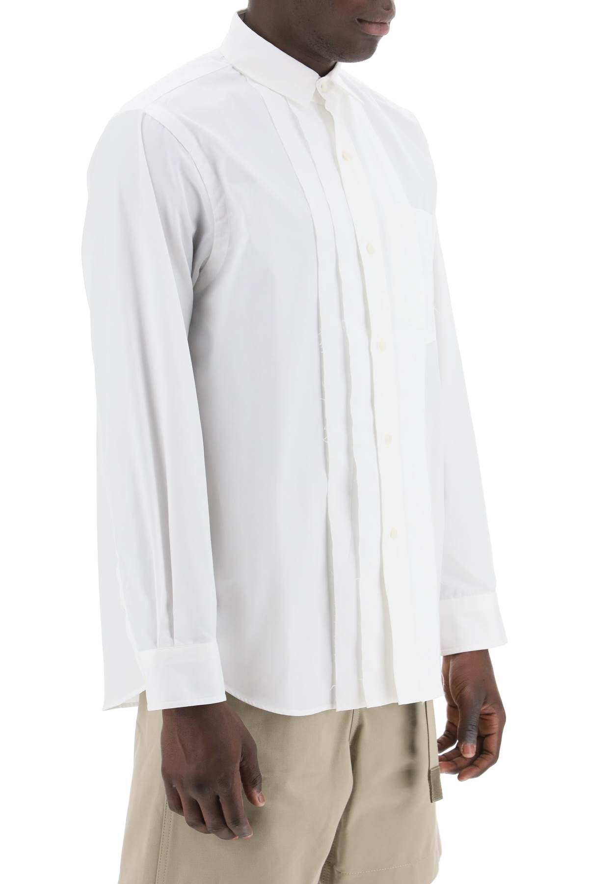 SACAI layered poplin effect shirt with