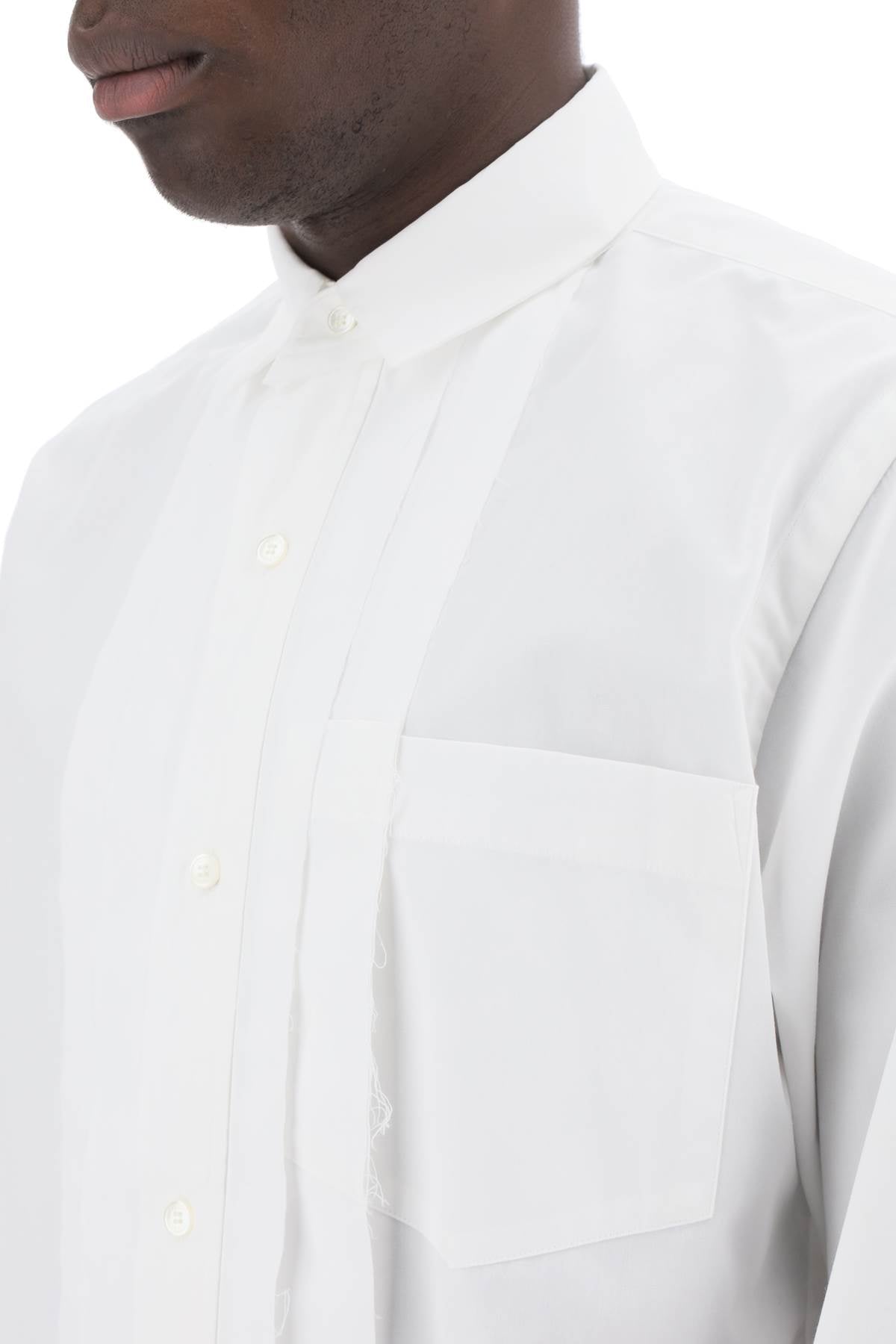 SACAI layered poplin effect shirt with