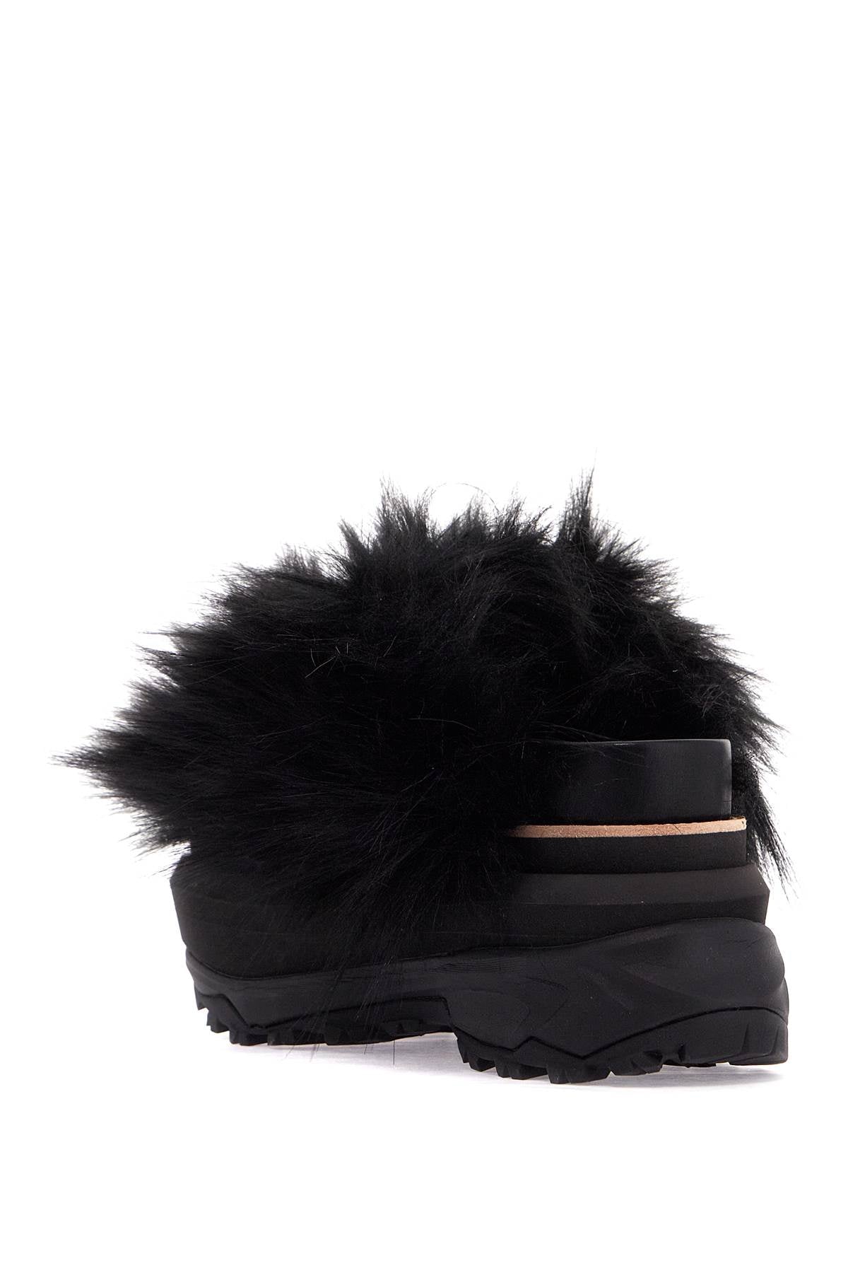 SACAI slides with faux fur strap