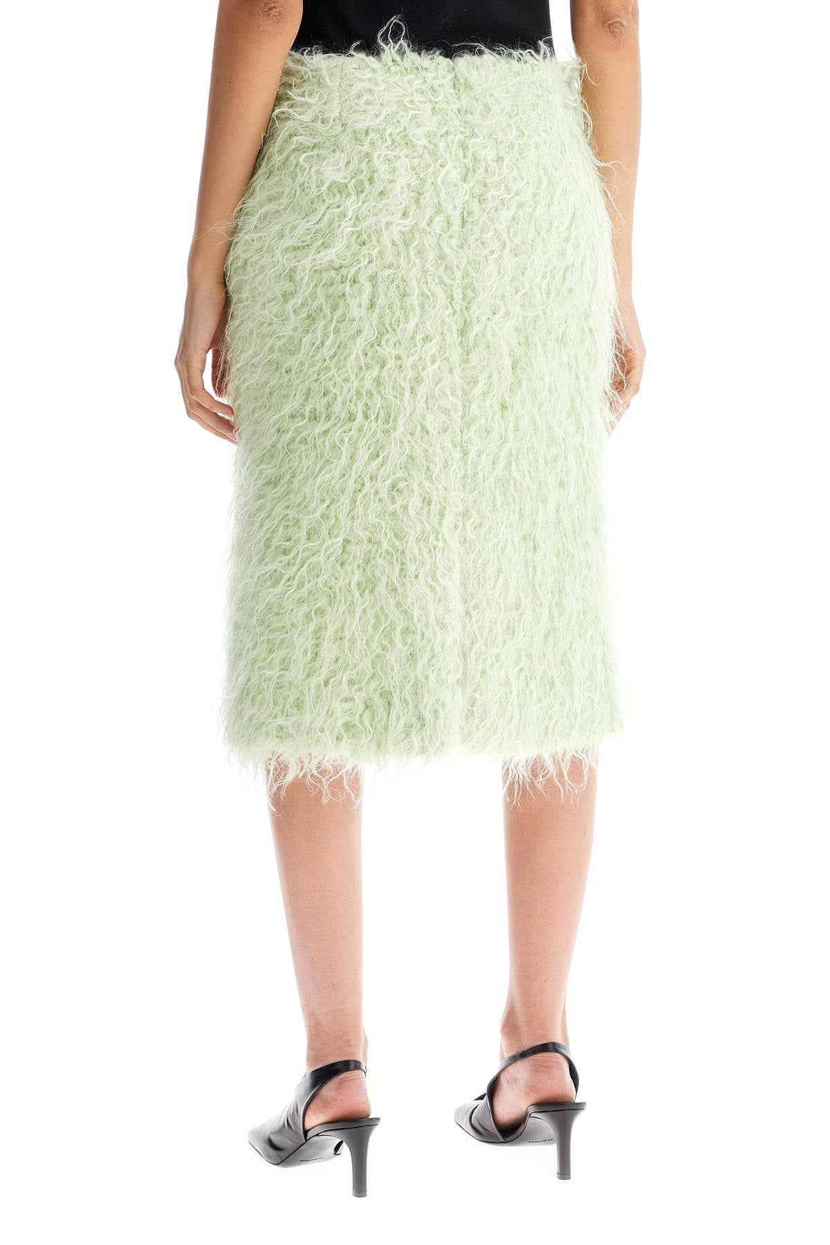 DRIES VAN NOTEN midi faux fur skirt in