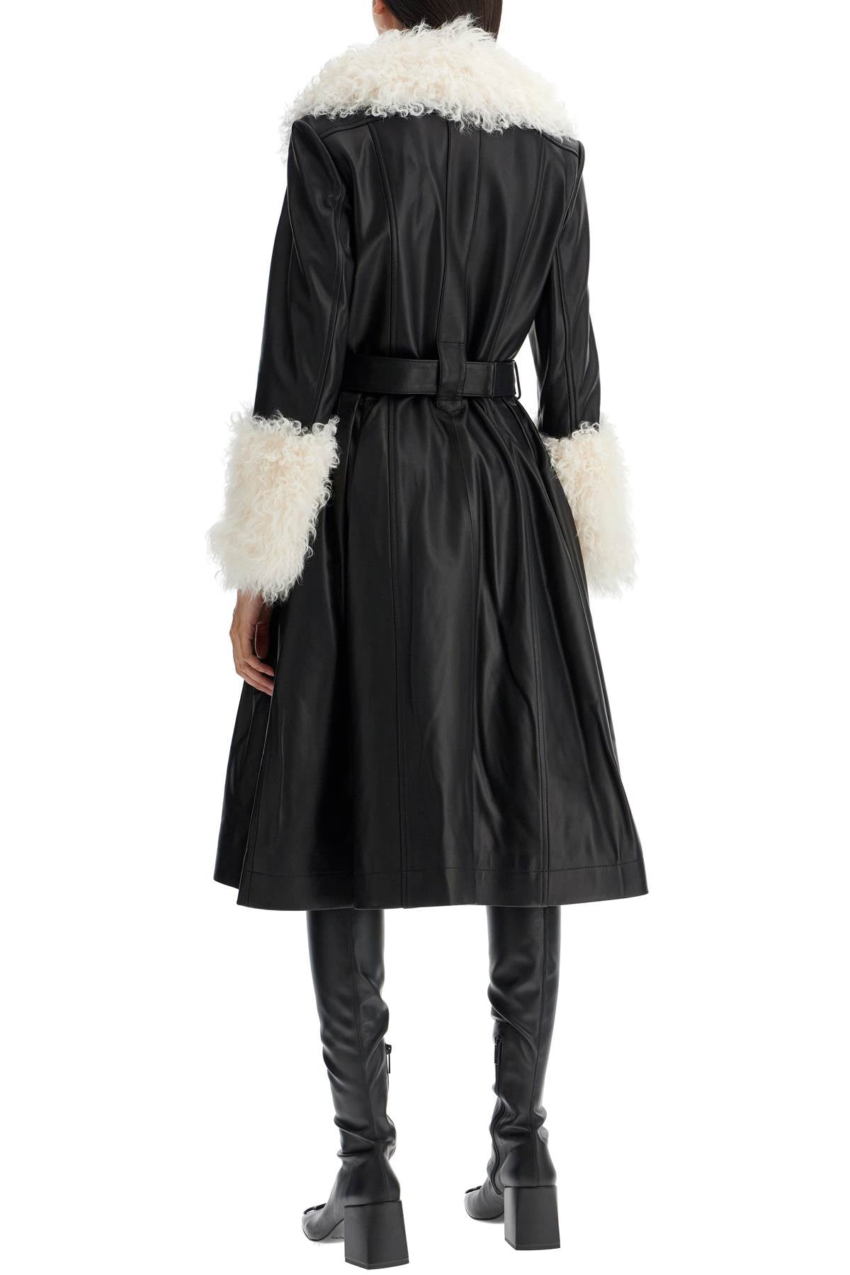 SAKS POTTS foxy leather and shearling long coat