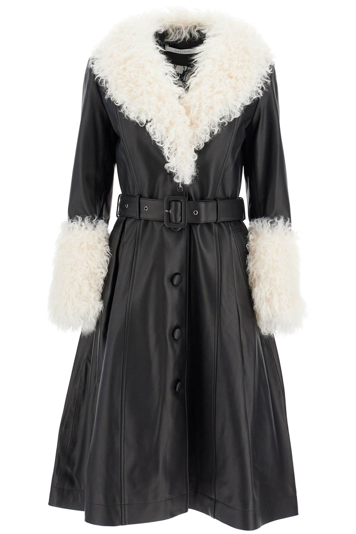 SAKS POTTS foxy leather and shearling long coat