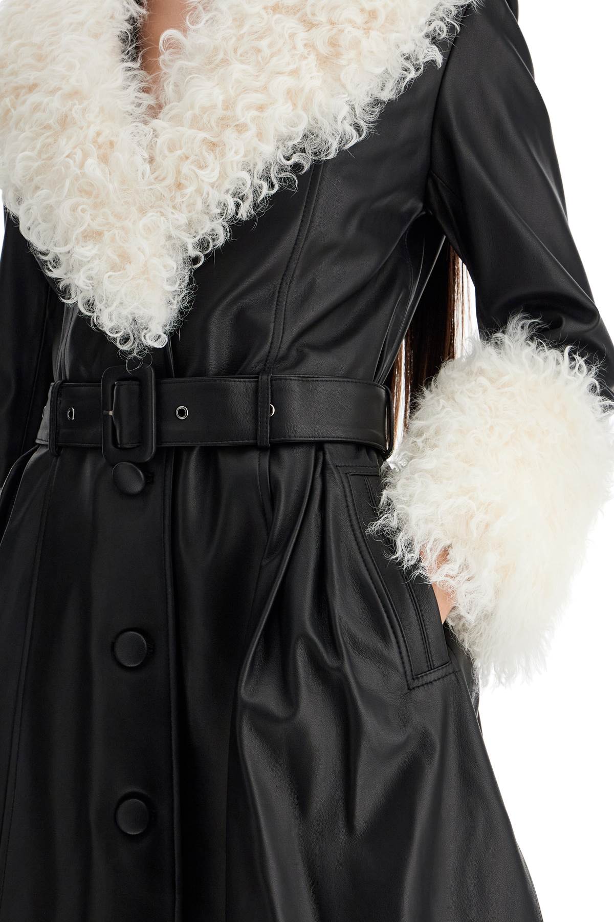 SAKS POTTS foxy leather and shearling long coat