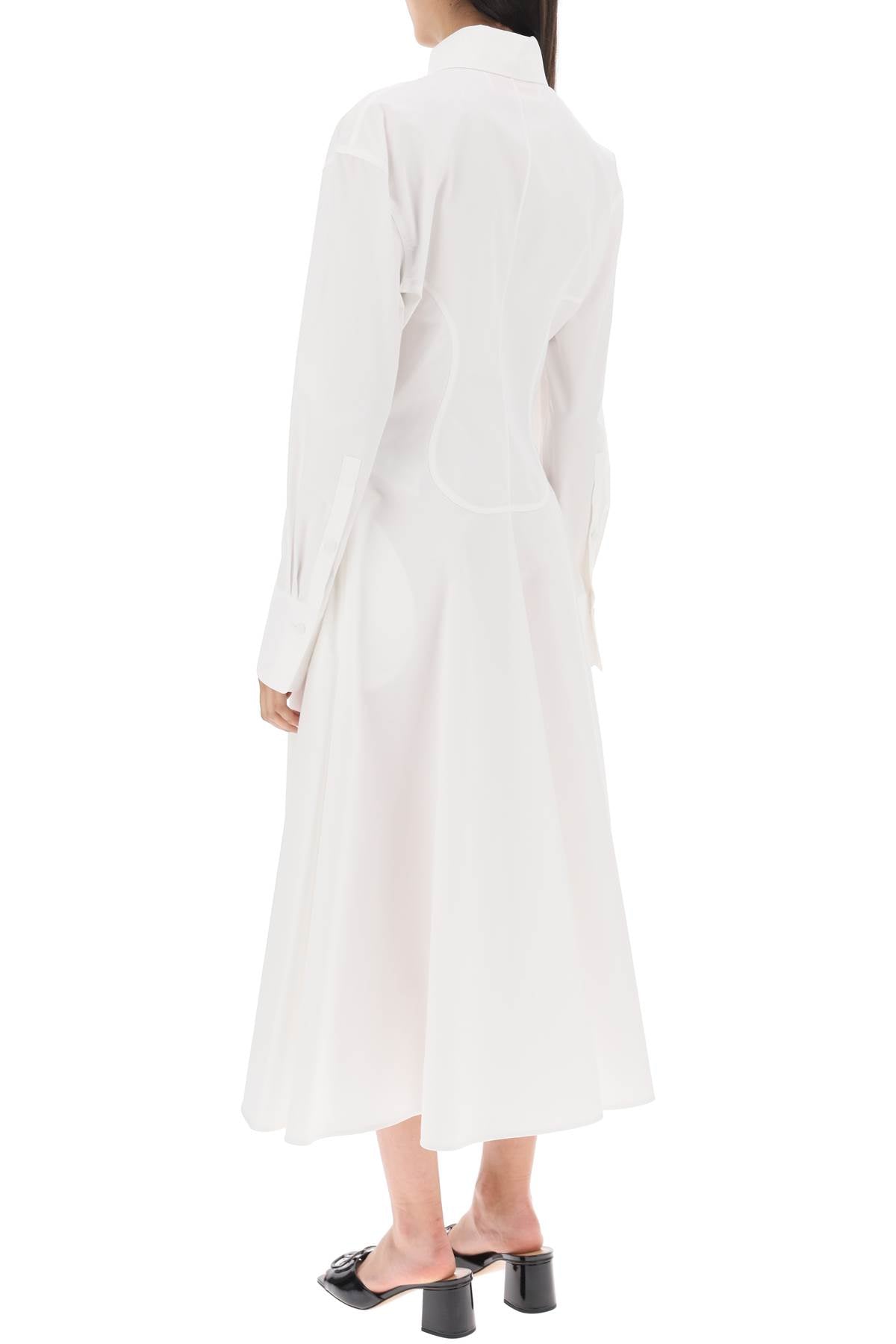 VALENTINO GARAVANI compact poplin midi dress with rose