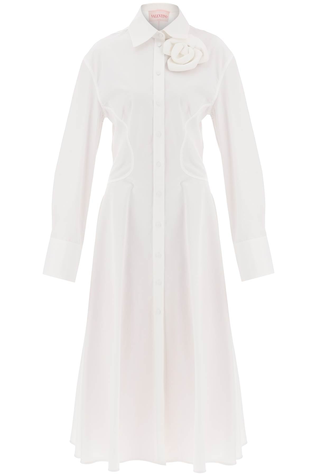 VALENTINO GARAVANI compact poplin midi dress with rose