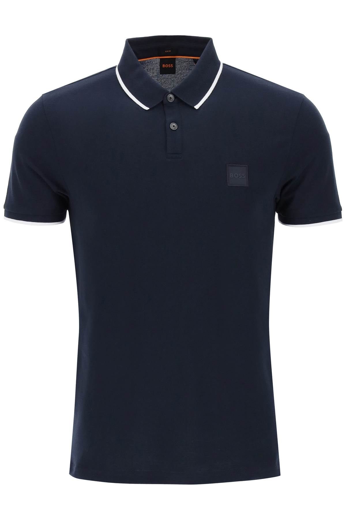 BOSS slim fit piqué polo shirt with tipped