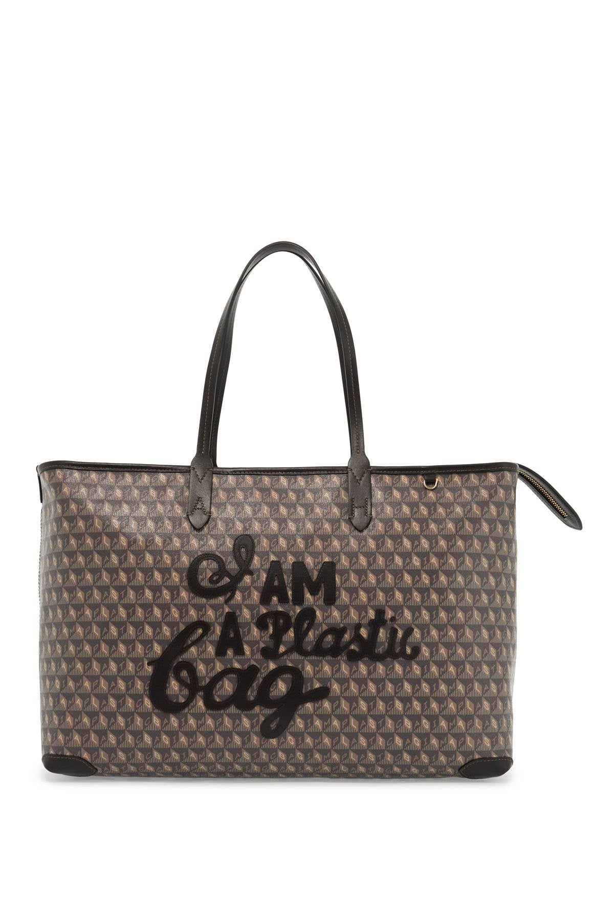 ANYA HINDMARCH i am a plastic bag zipped motif tote bag