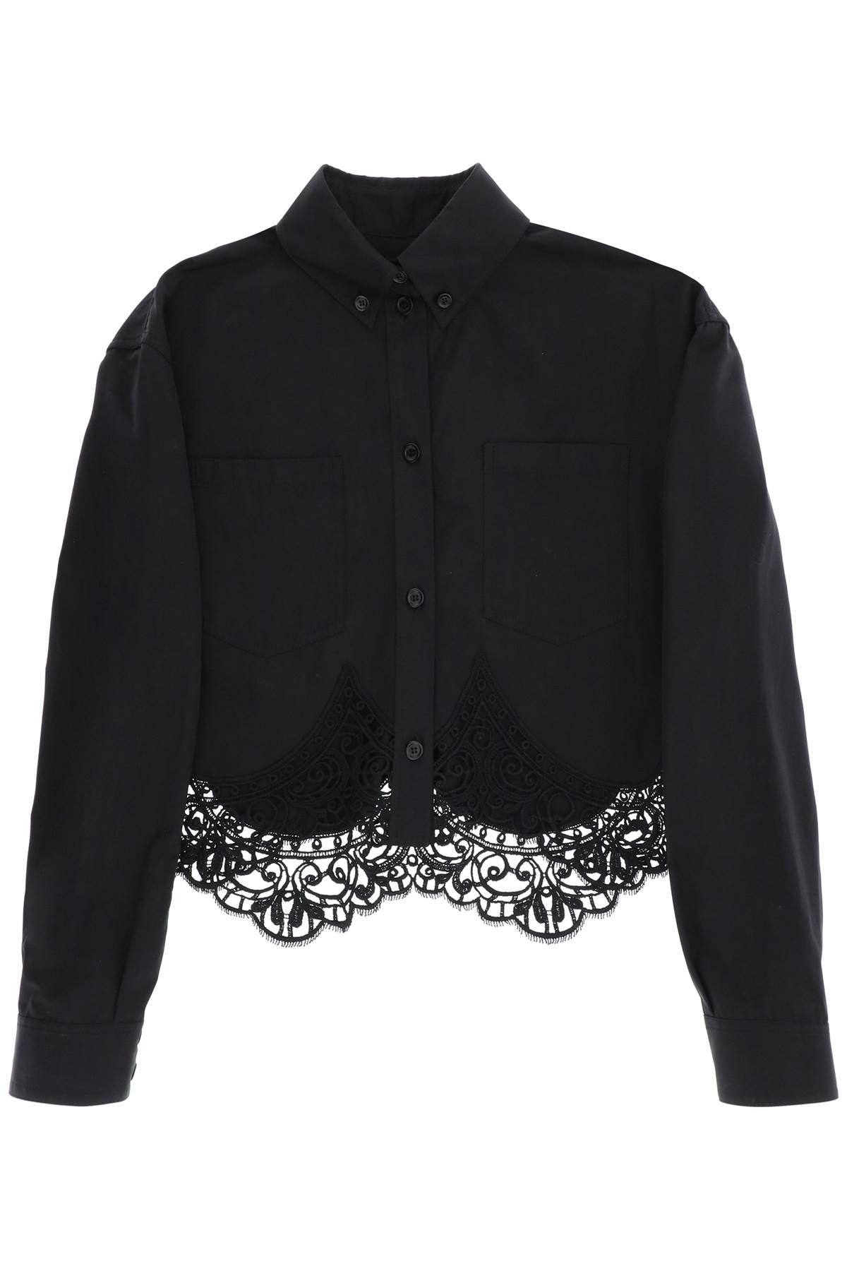 BURBERRY cropped shirt with macrame lace insert