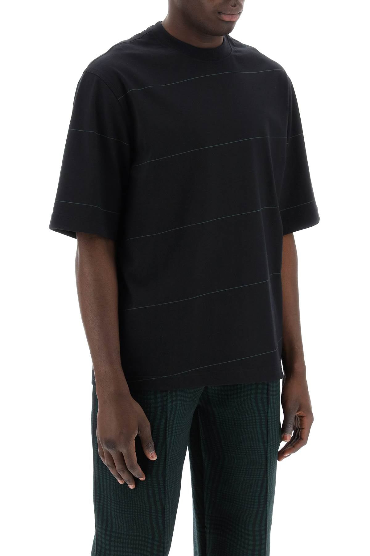 BURBERRY striped t-shirt with ekd embroidery