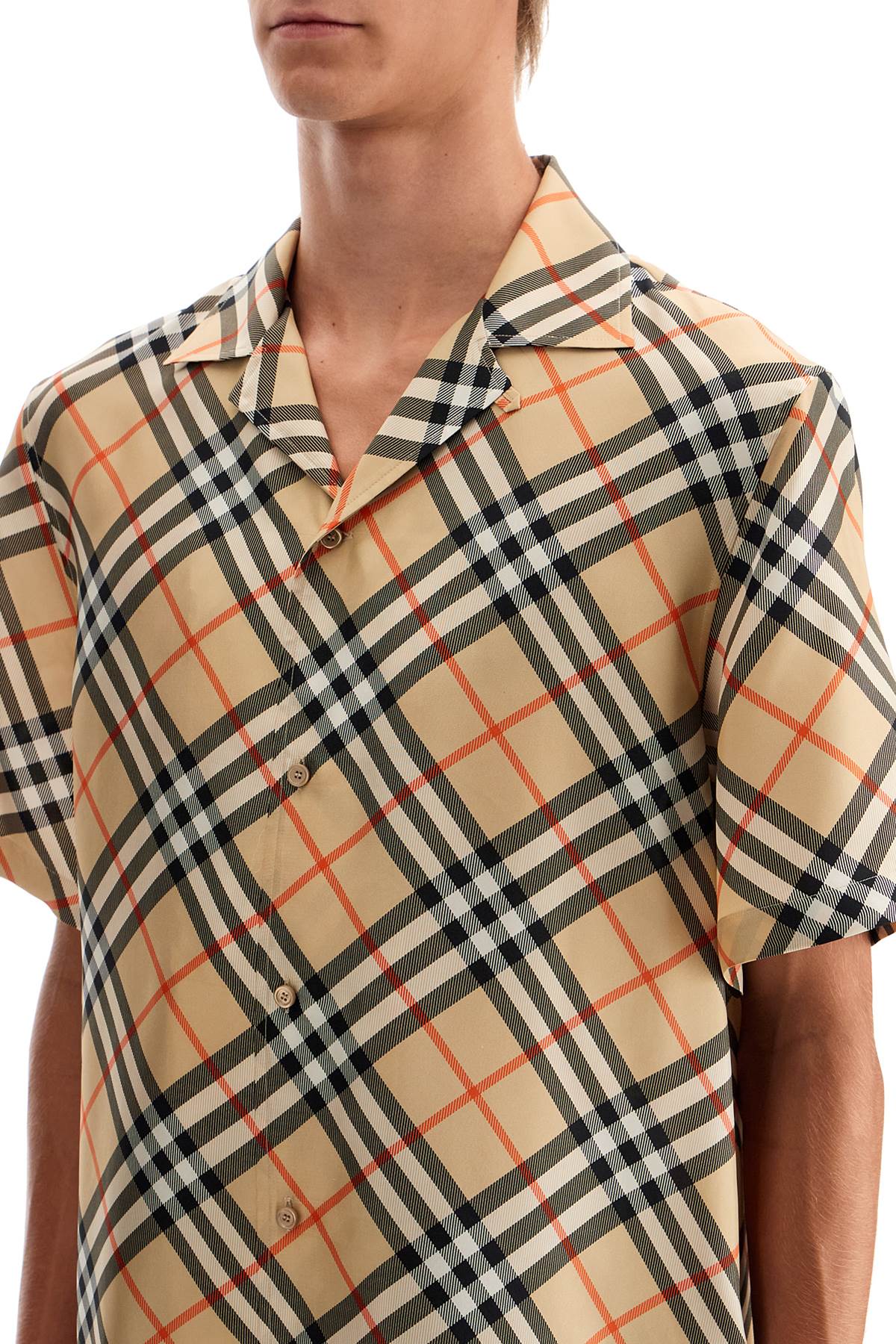 BURBERRY ered silk short-sleeved shirt