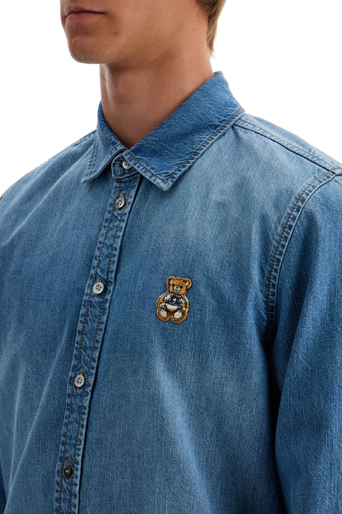 MOSCHINO denim shirt with patch details