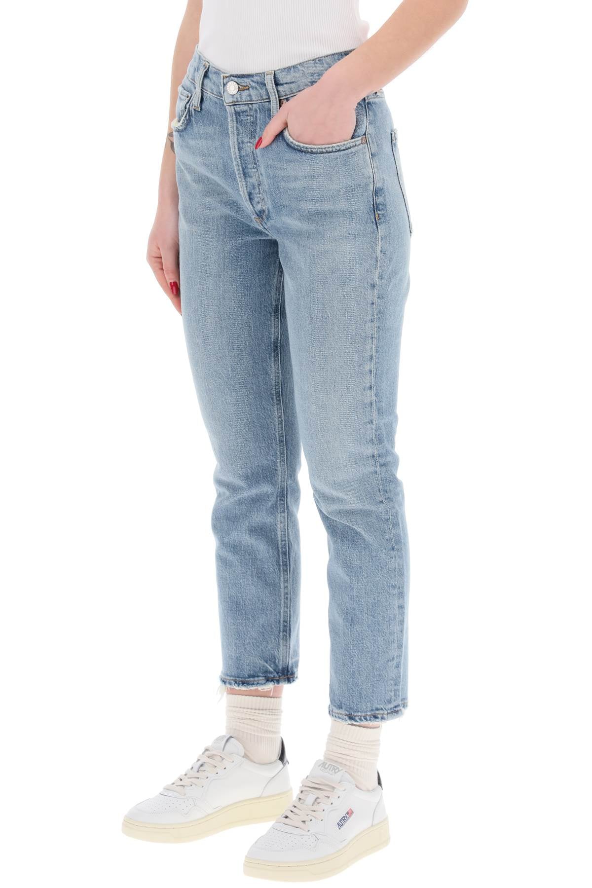 AGOLDE high-waisted straight cropped jeans in the