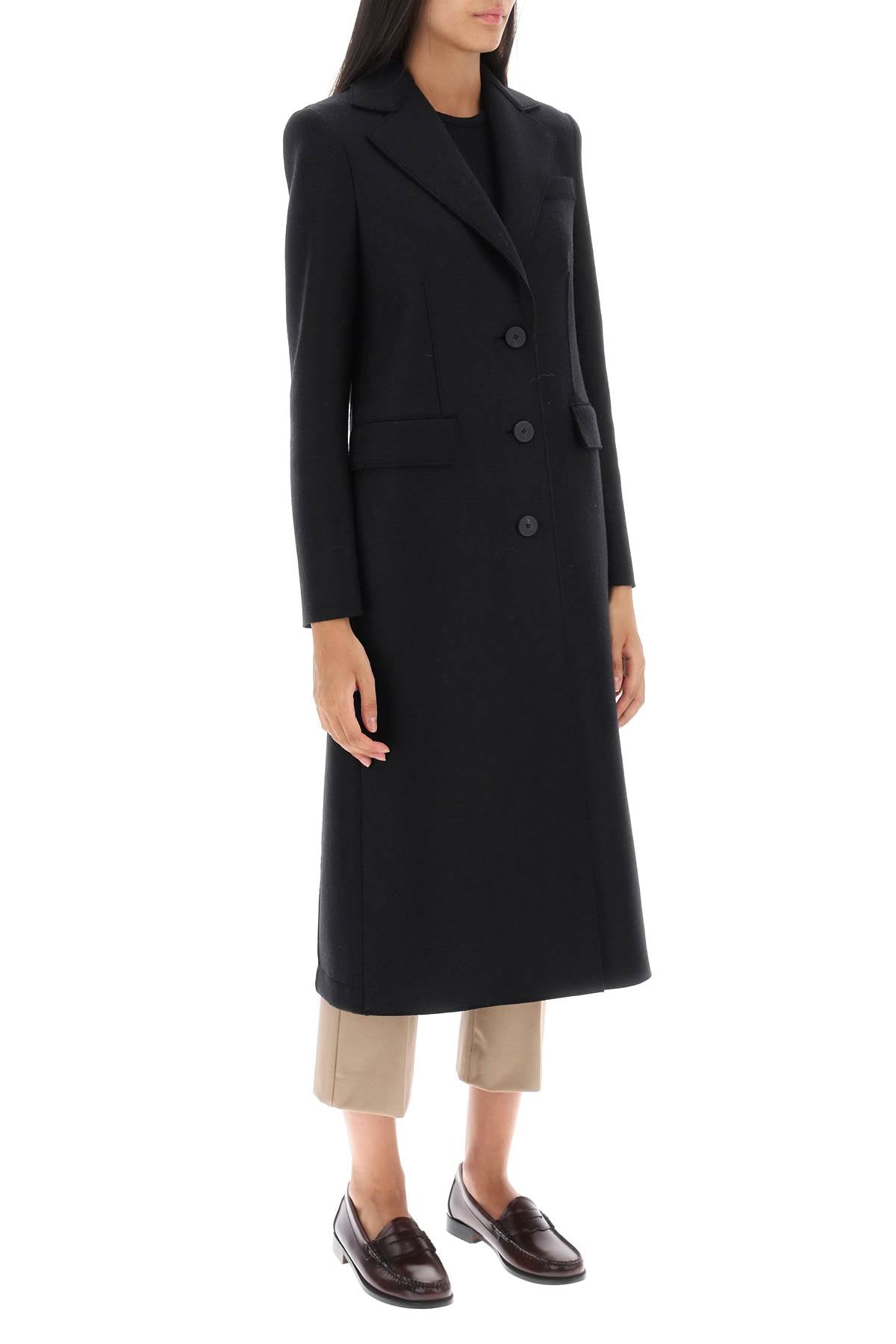 HARRIS WHARF LONDON single-breasted coat in pressed wool