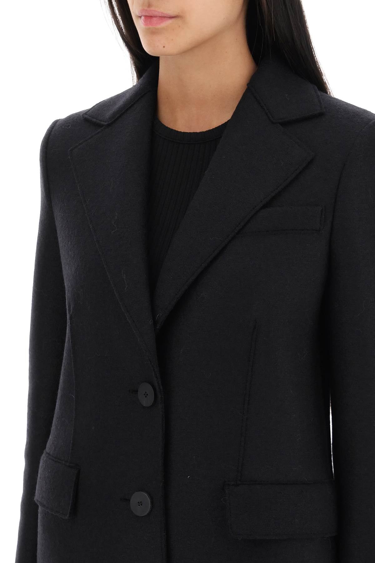 HARRIS WHARF LONDON single-breasted coat in pressed wool