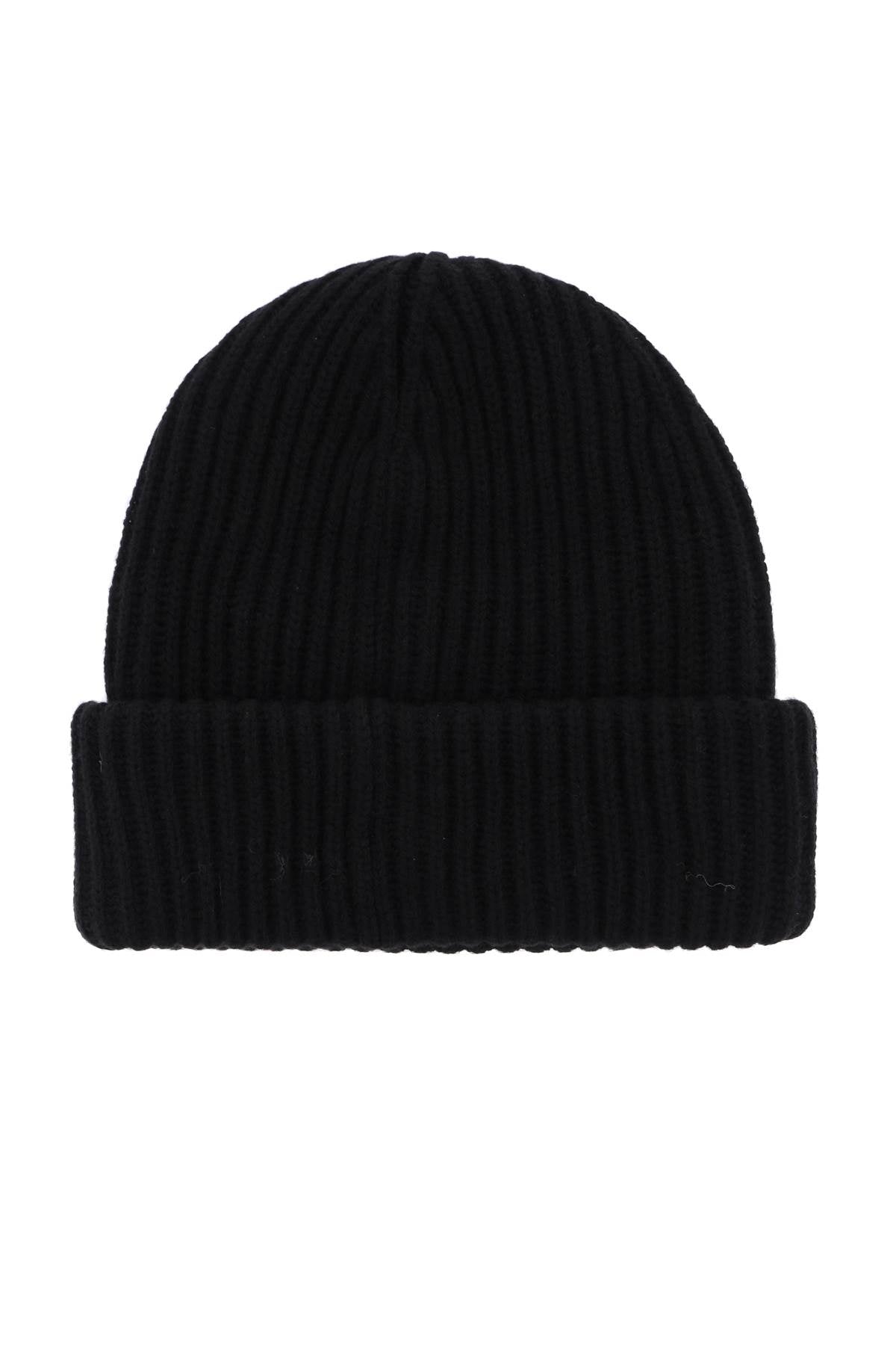 GANNI beanie hat with logo patch