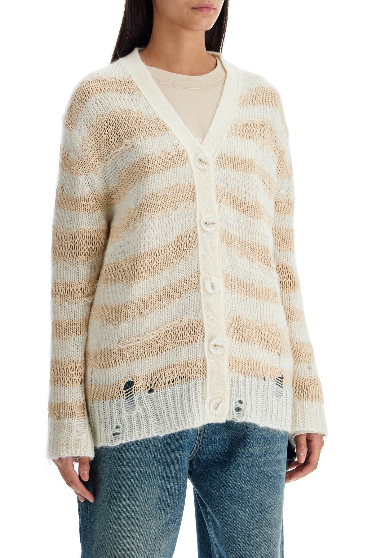 ACNE STUDIOS striped distressed cardigan with