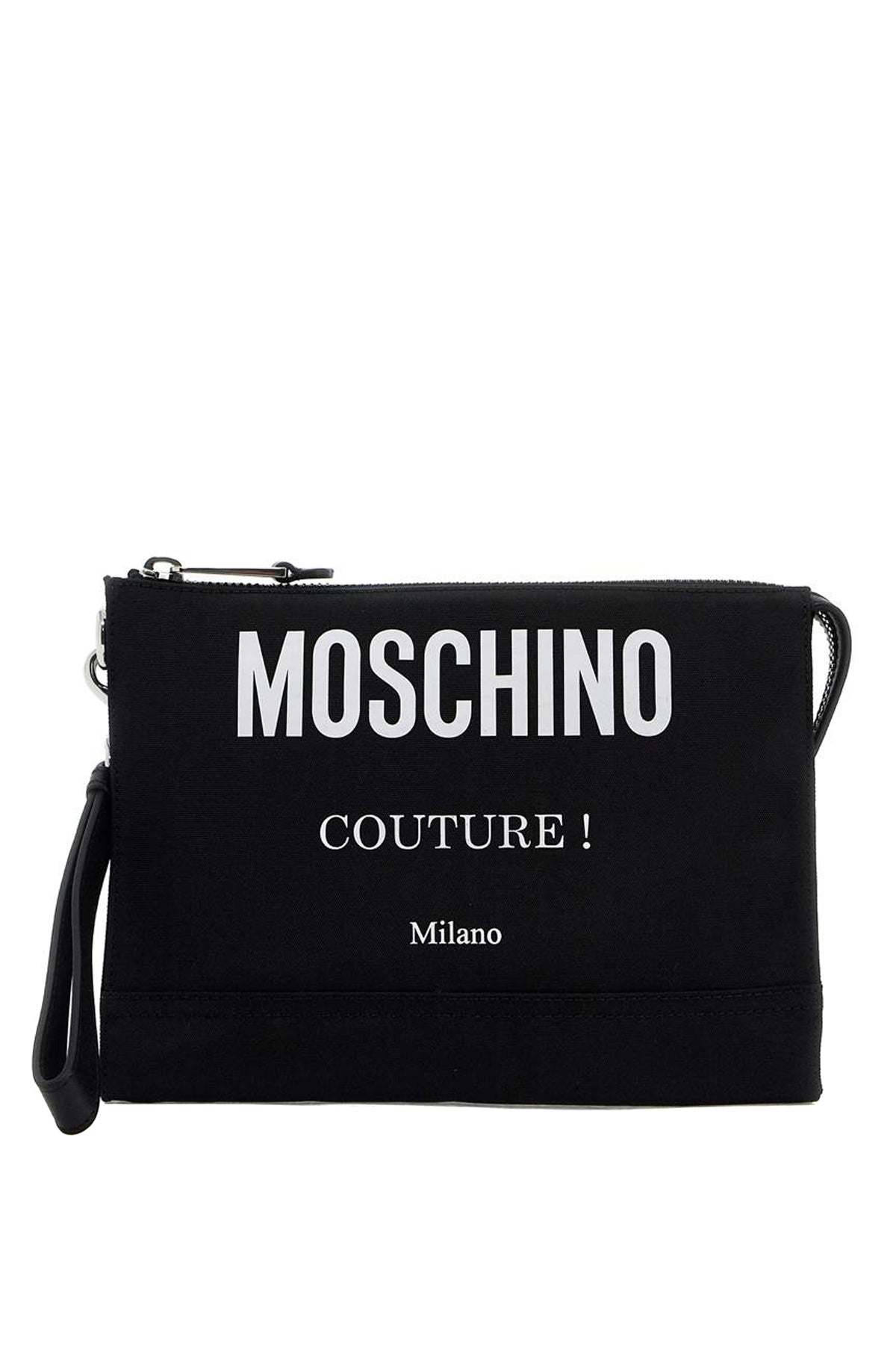 MOSCHINO nylon logo pouch with zip