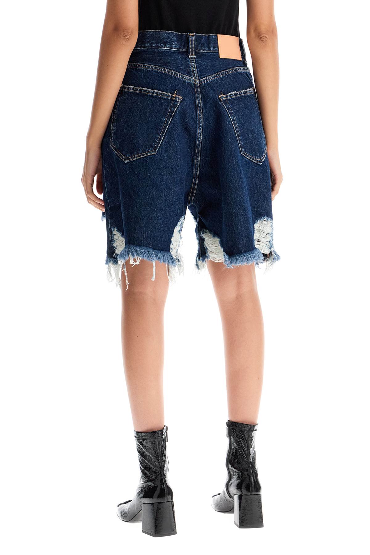 ACNE STUDIOS denim destroyed bermuda shorts for