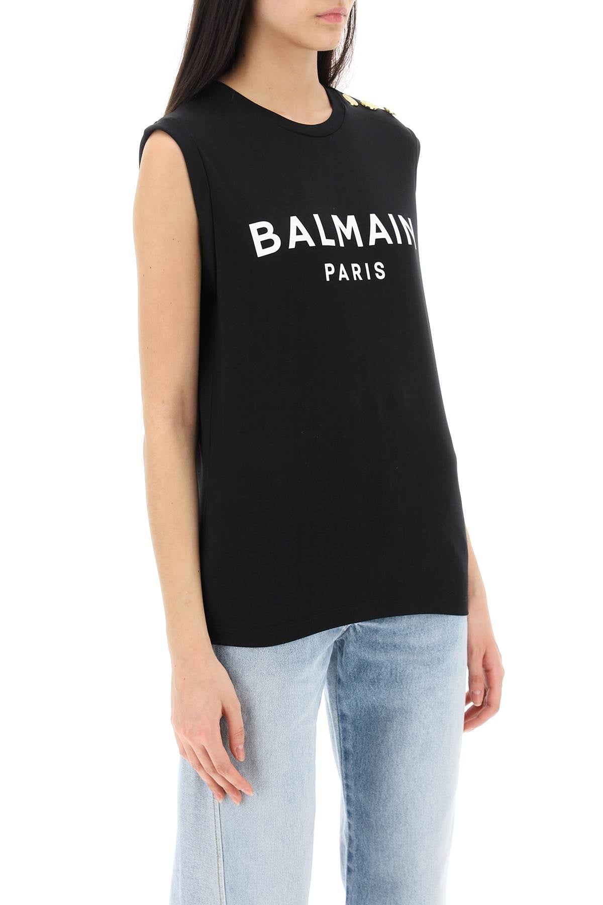 BALMAIN logo top with embossed buttons