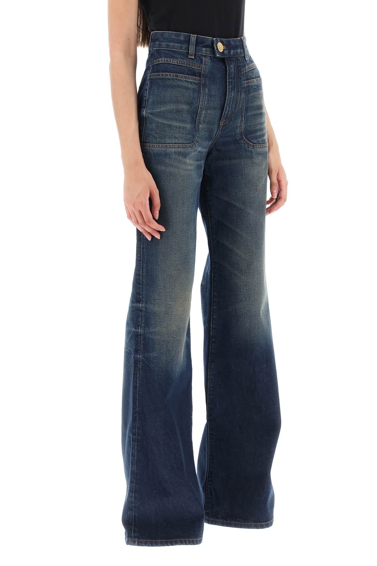 BALMAIN wide leg jeans with dark wash