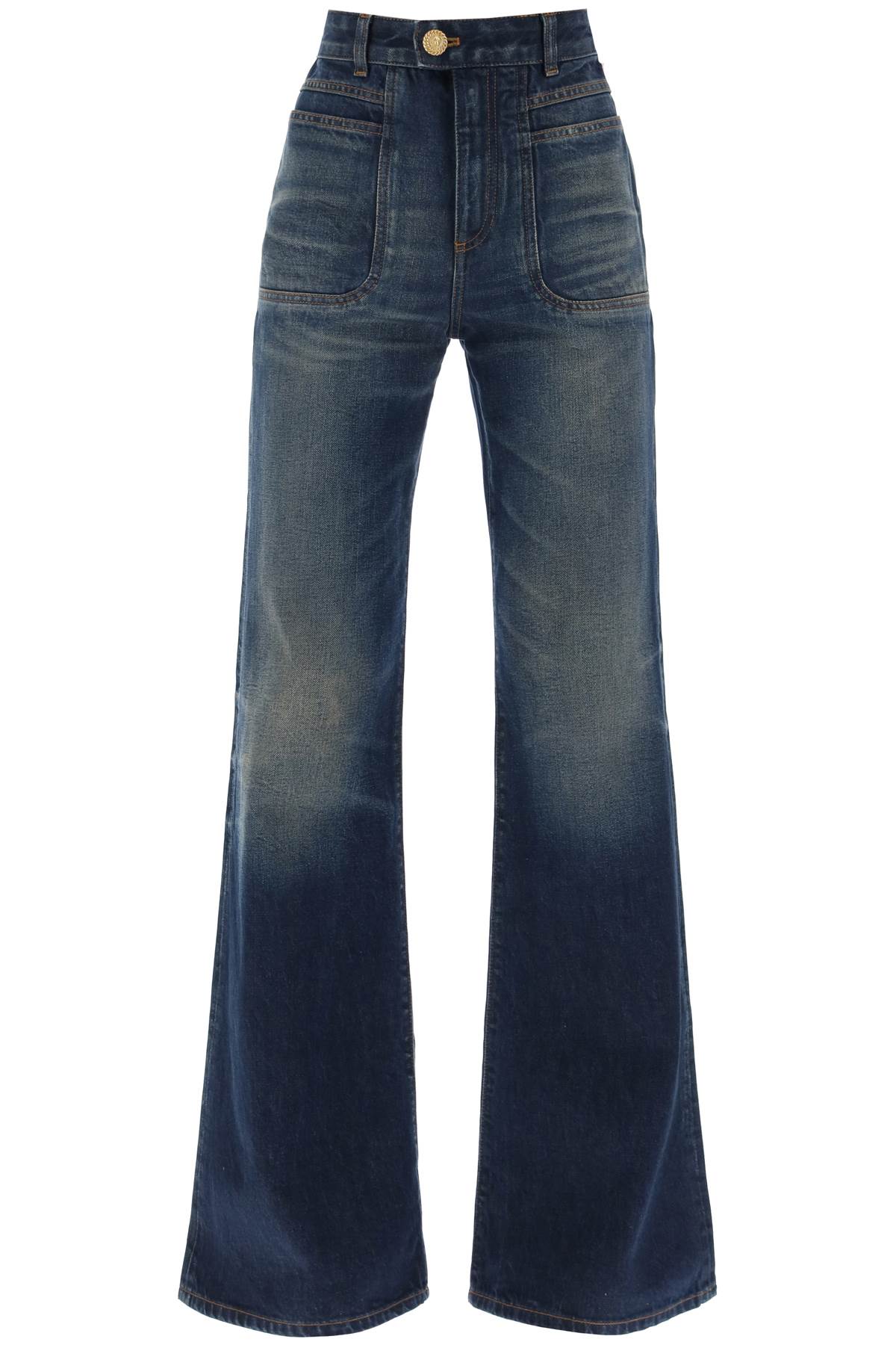 BALMAIN wide leg jeans with dark wash