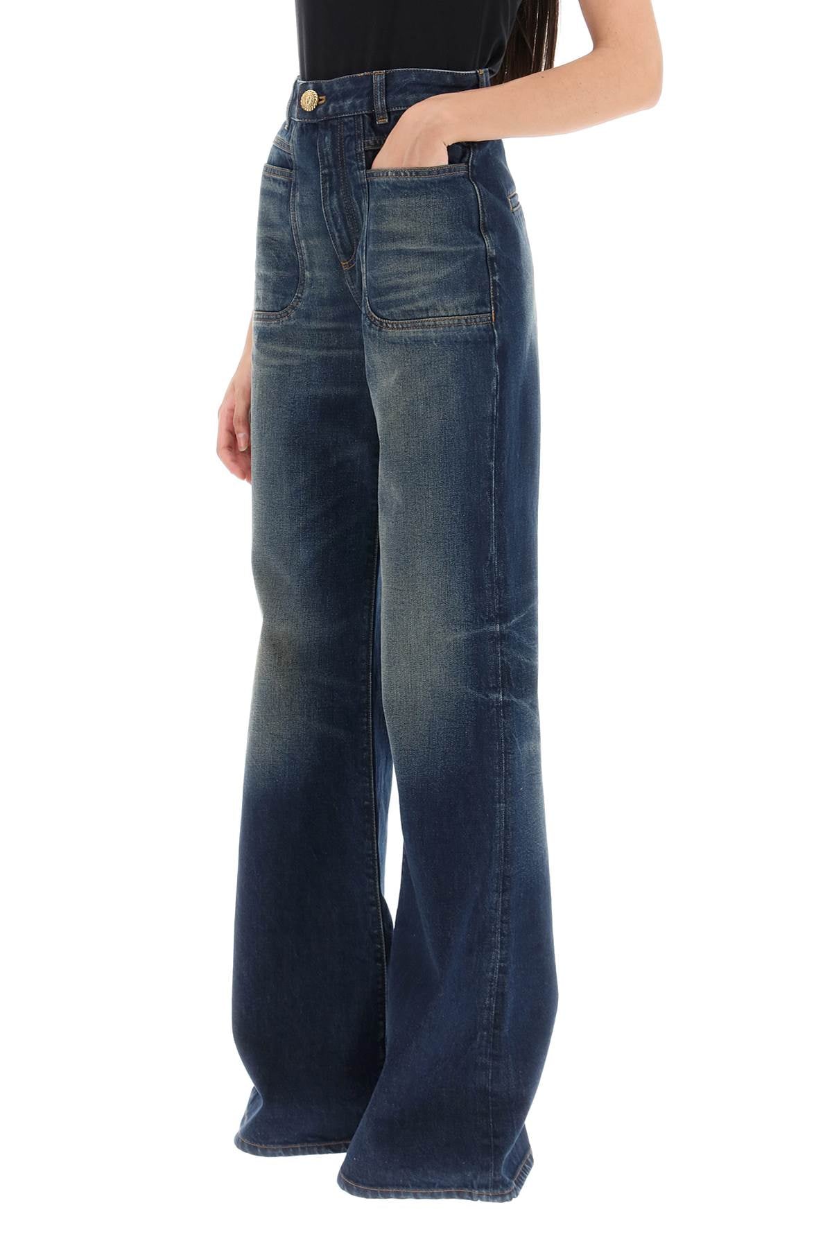 BALMAIN wide leg jeans with dark wash