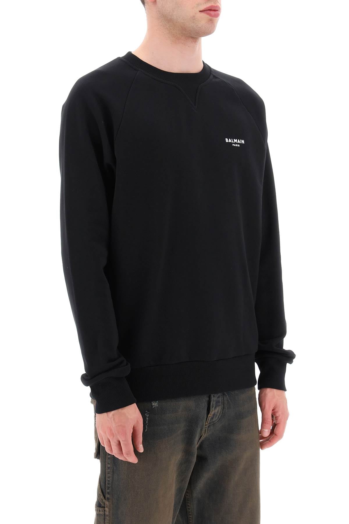 BALMAIN crew-neck sweatshirt with flocked logo