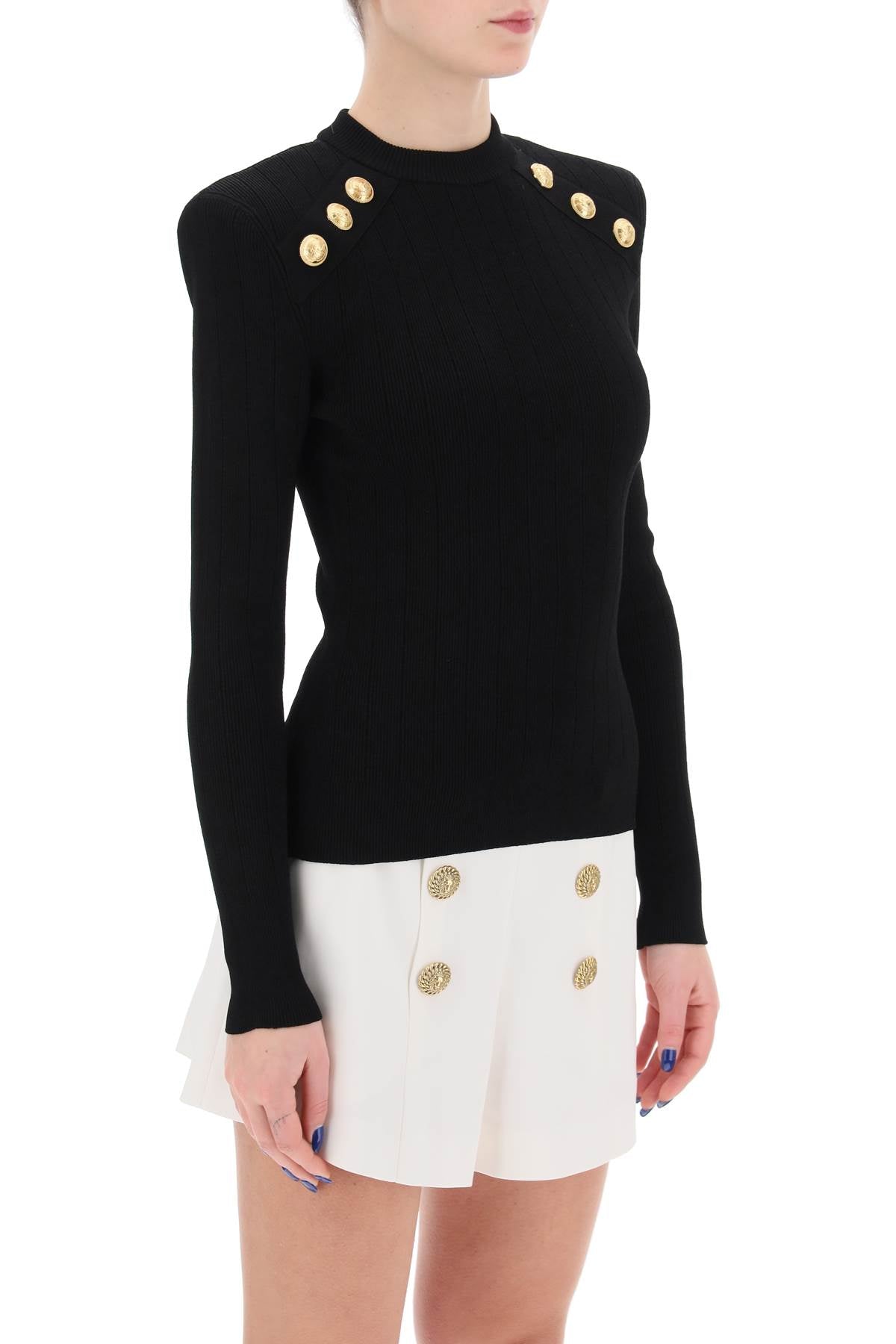 BALMAIN crew-neck sweater with buttons