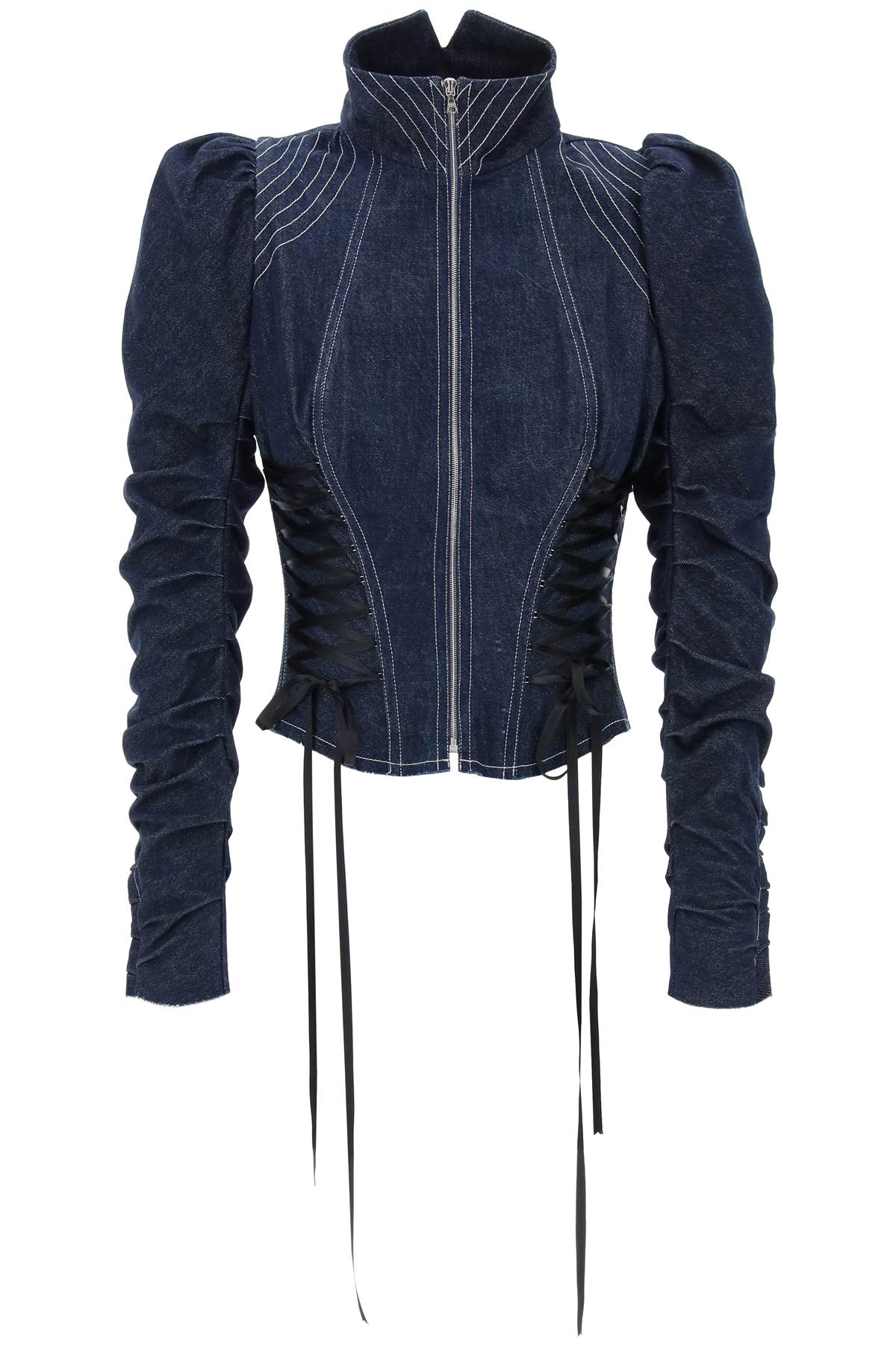 DILARA FINDIKOGLU denim jacket with corset detailing