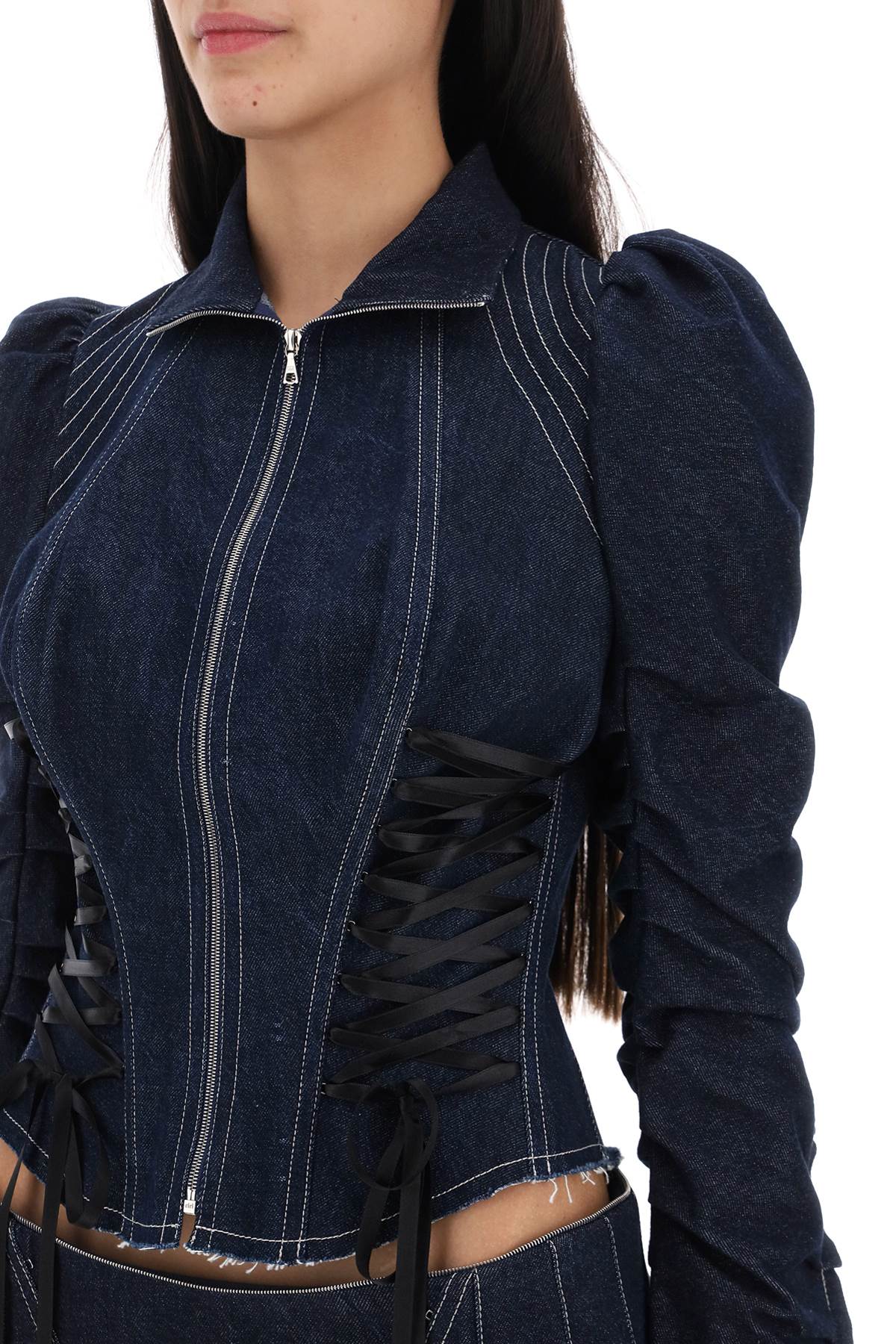 DILARA FINDIKOGLU denim jacket with corset detailing