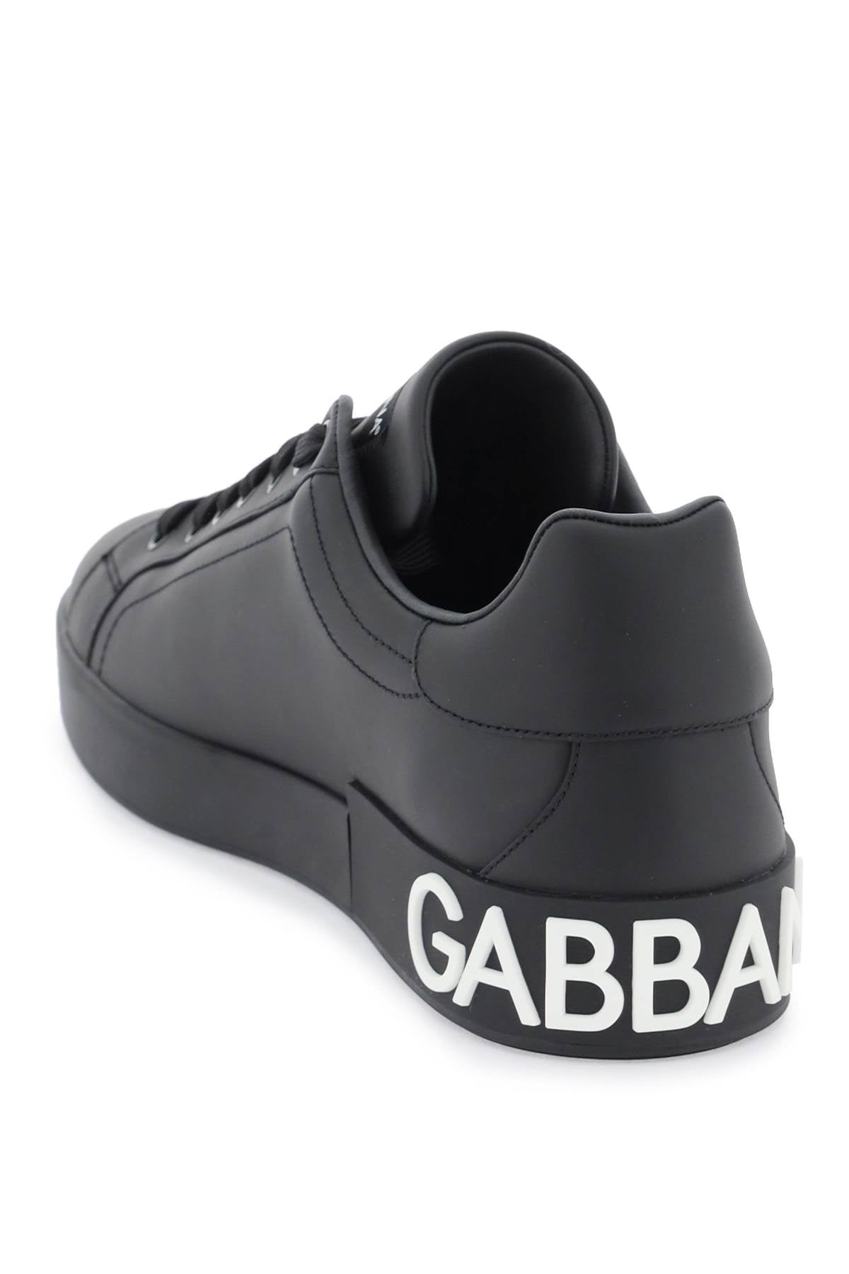 DOLCE & GABBANA leather portofino sneakers with dg logo