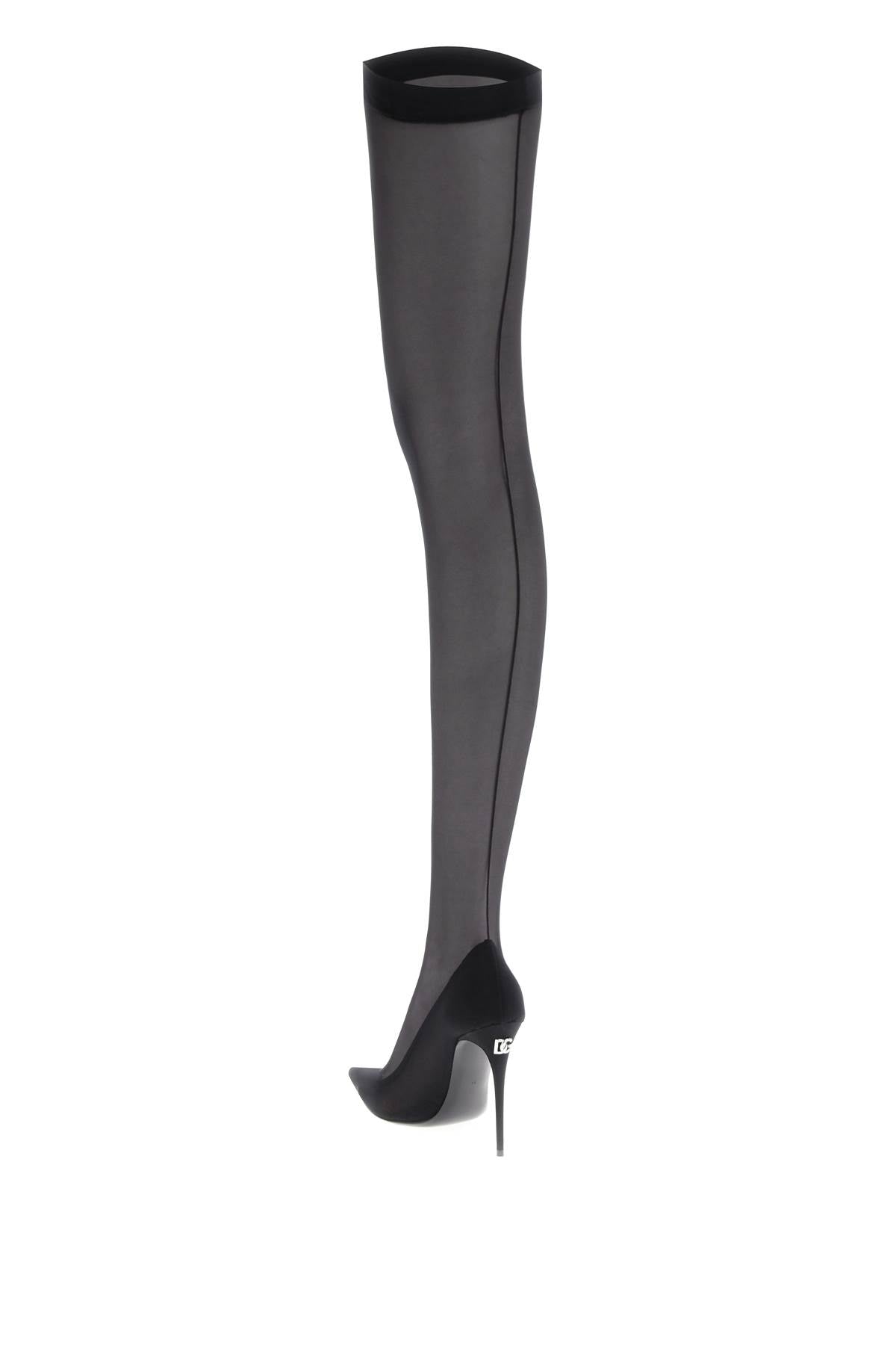 DOLCE & GABBANA stretch tulle thigh-high boots