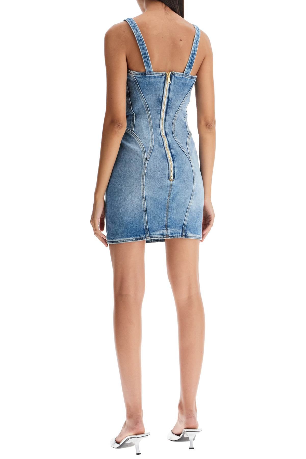 BALMAIN mini denim dress with decorative buttons