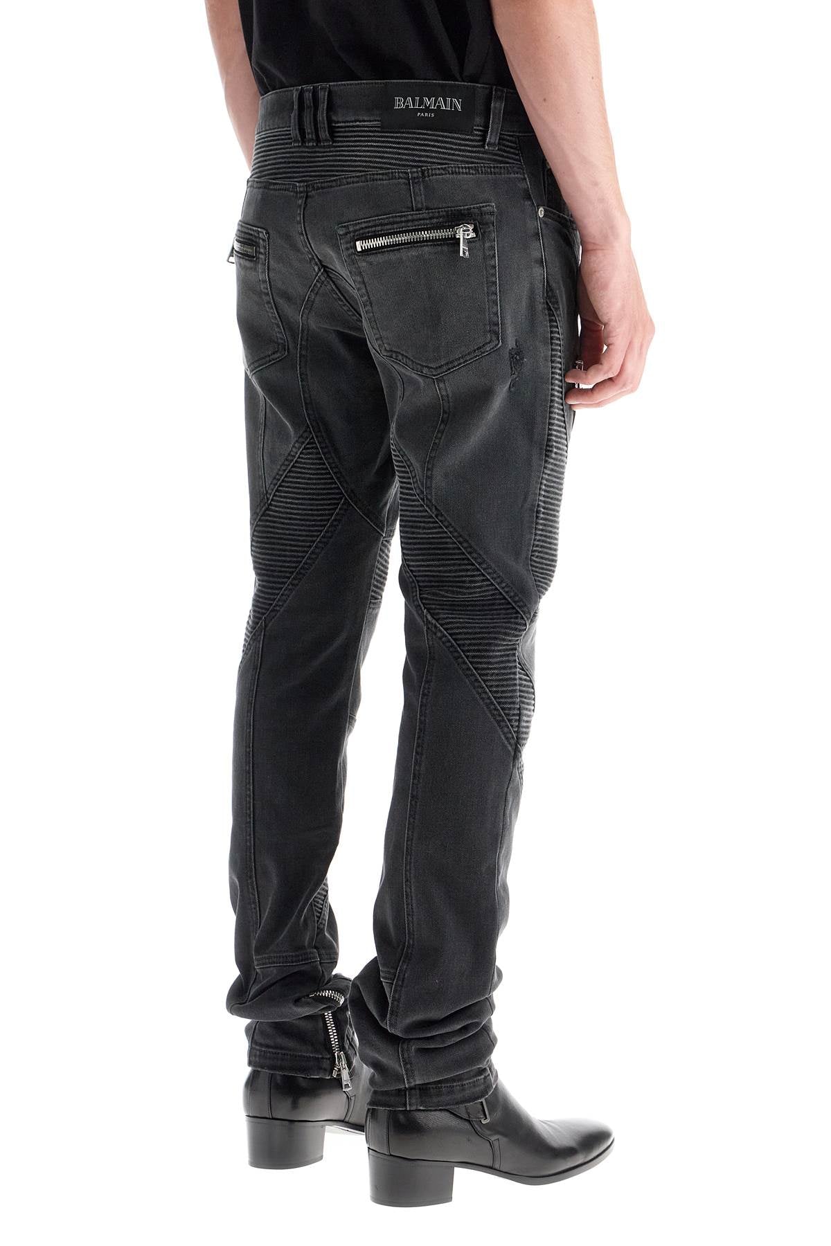 BALMAIN slim fit biker jeans for