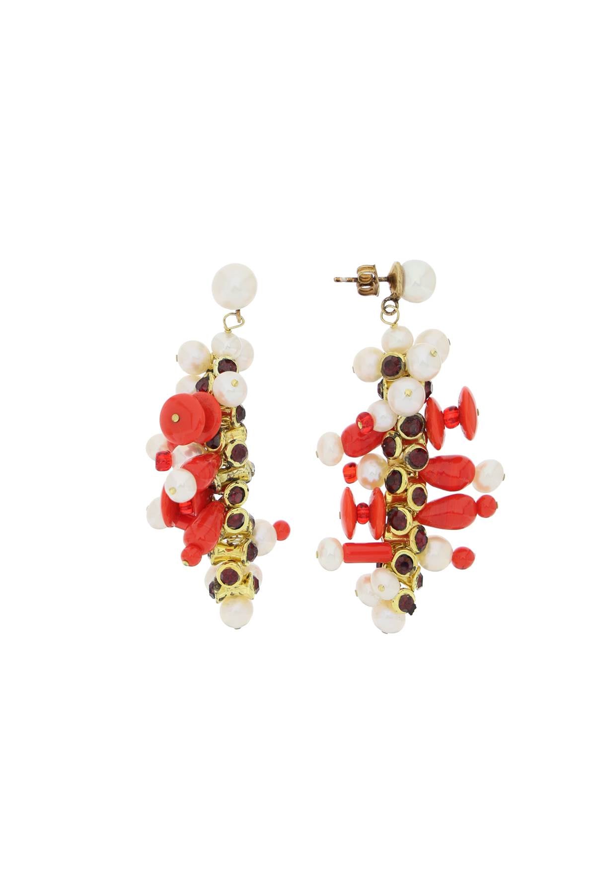 DRIES VAN NOTEN dangling pearl drop earrings.