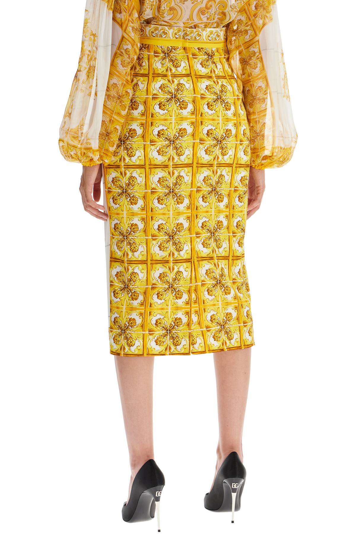 DOLCE & GABBANA "stretch silk skirt with maiolica