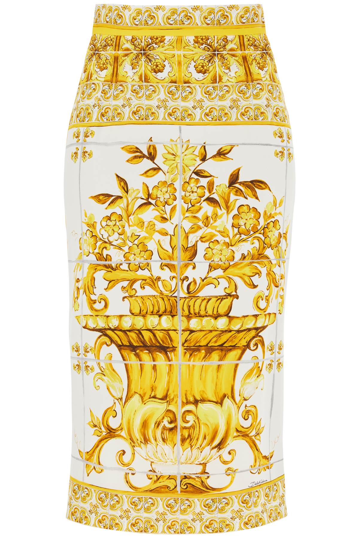 DOLCE & GABBANA "stretch silk skirt with maiolica